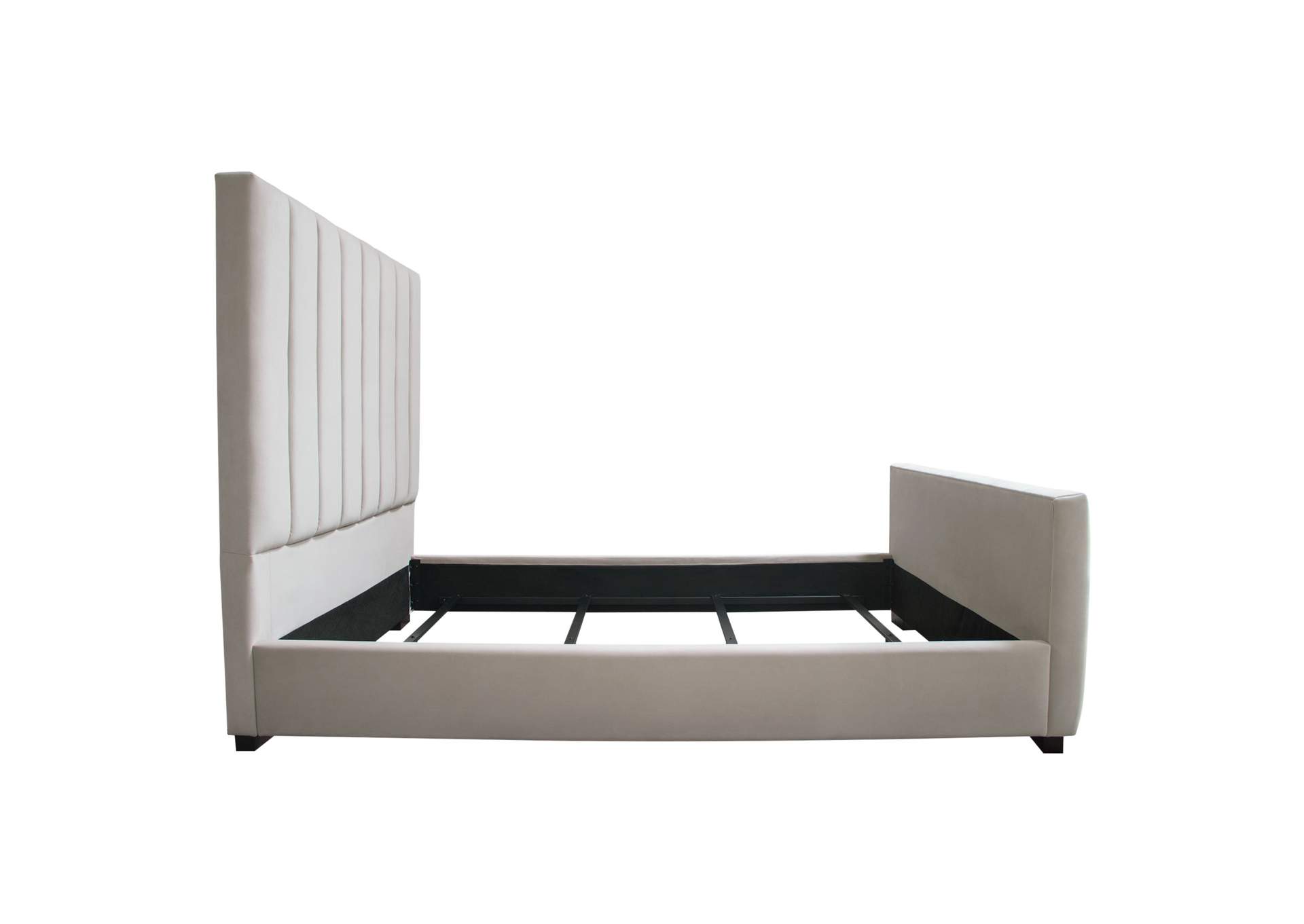 Venus Vertical Channel Tufted Eastern King Bed In Light Grey Velvet image 8