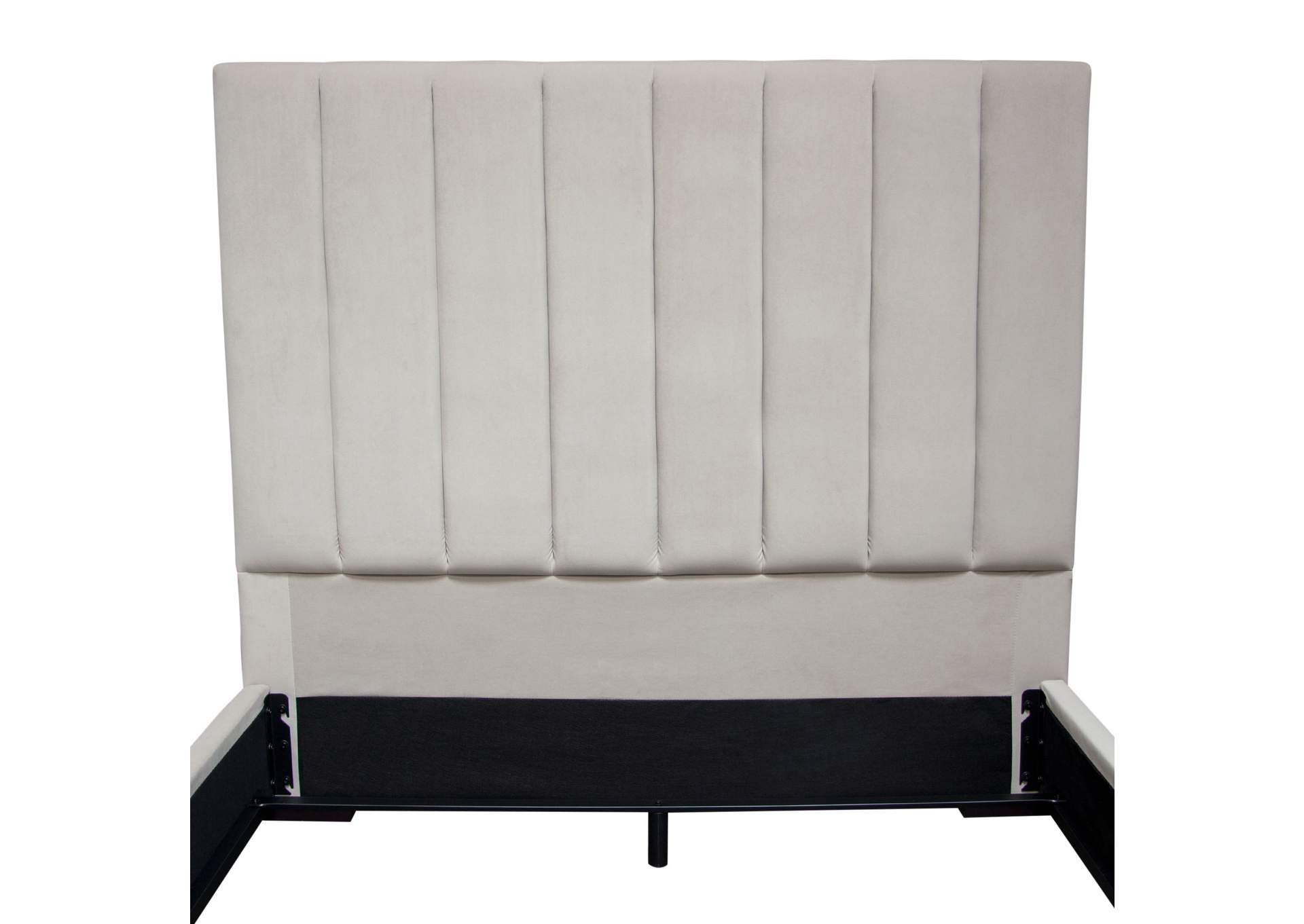 Venus Vertical Channel Tufted Eastern King Bed In Light Grey Velvet image 11
