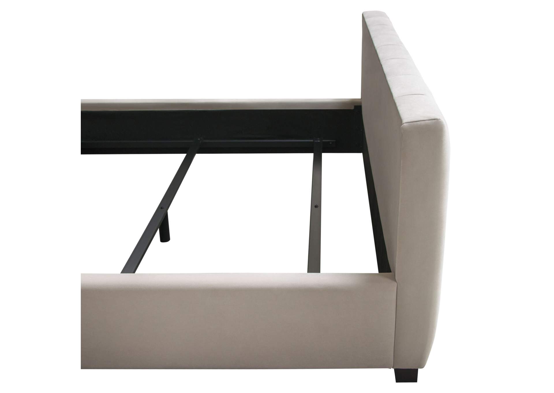 Venus Vertical Channel Tufted Eastern King Bed In Light Grey Velvet image 14