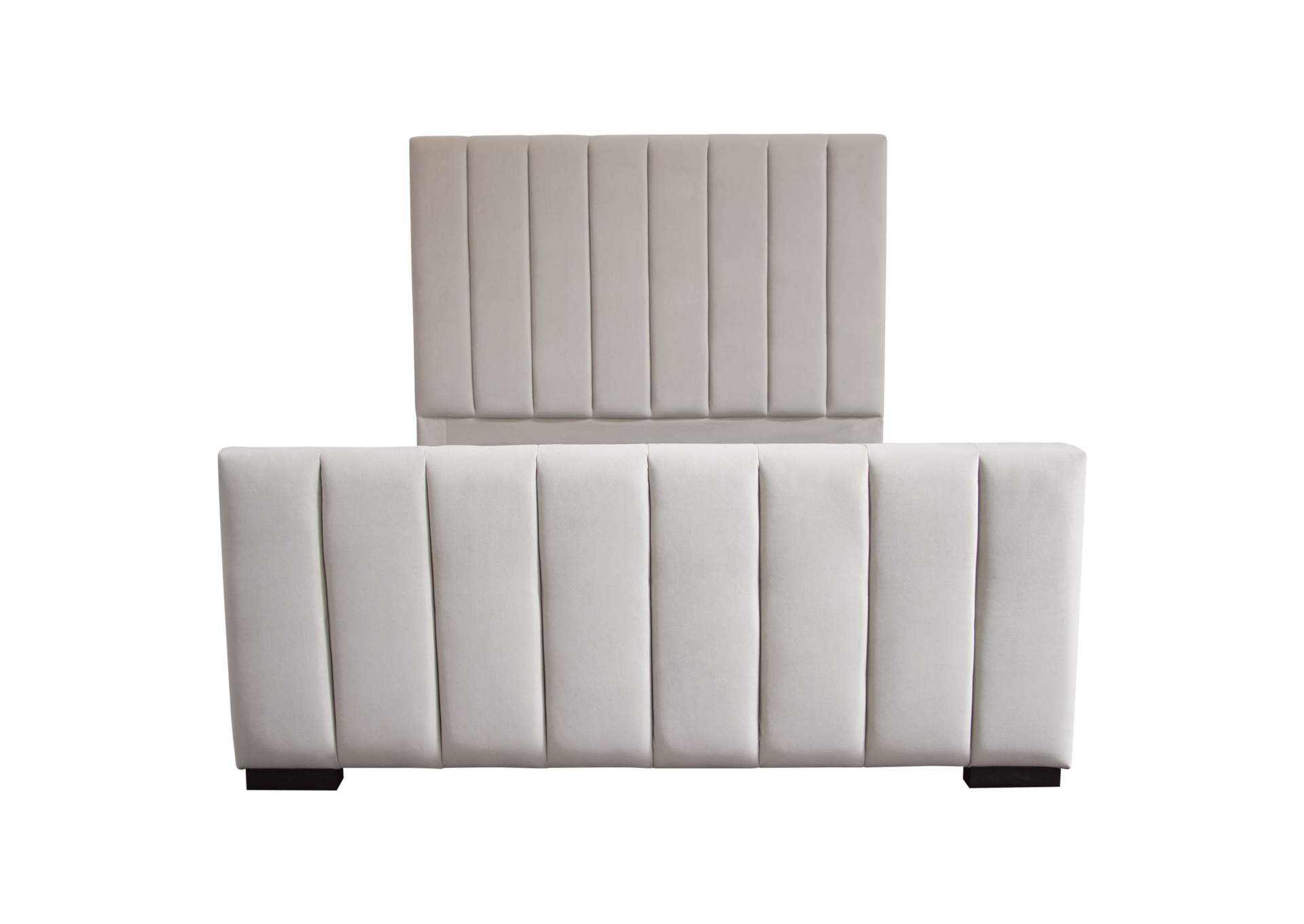 Venus Vertical Channel Tufted Queen Bed In Light Grey Velvet image 12