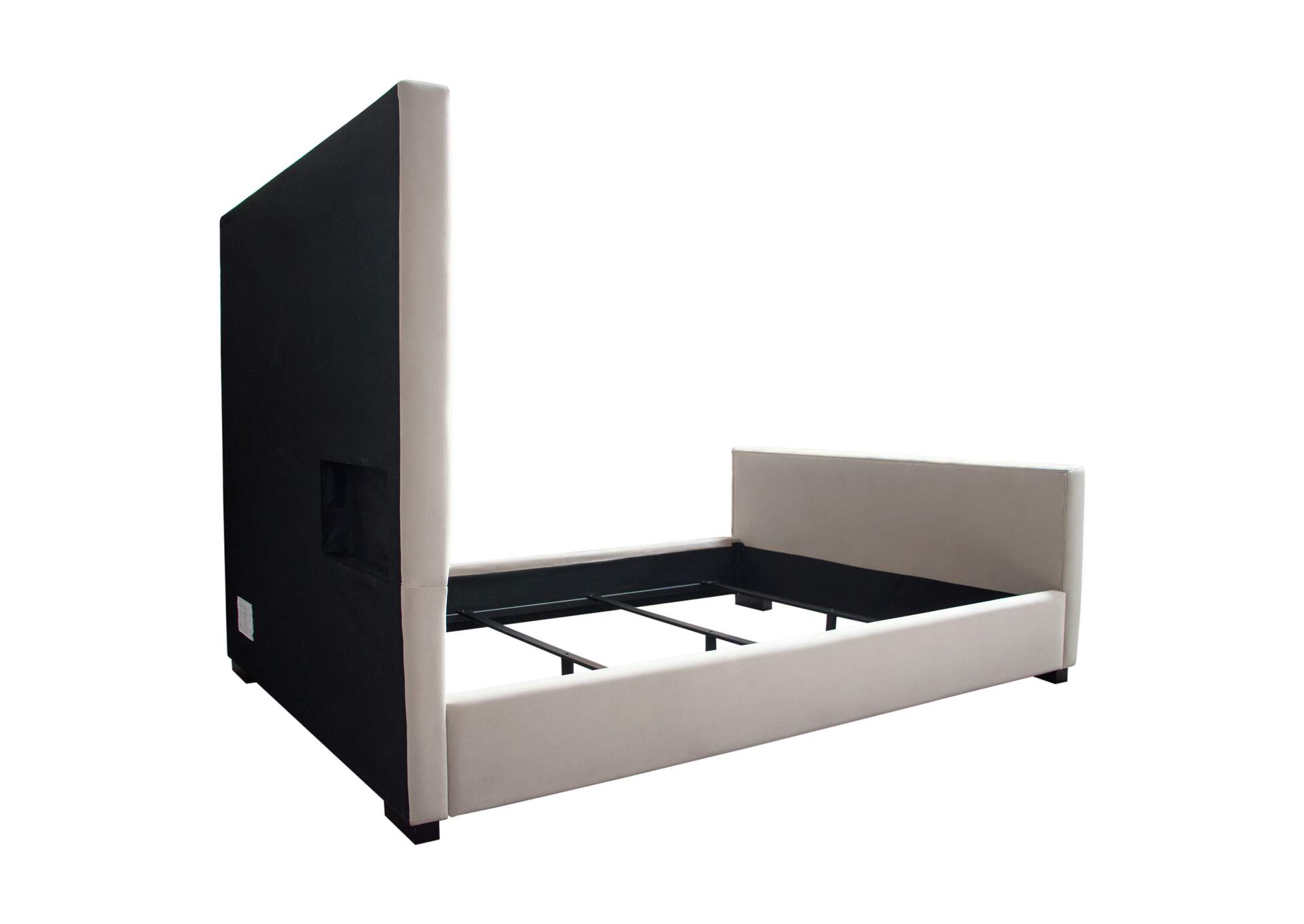 Venus Vertical Channel Tufted Queen Bed In Light Grey Velvet image 9