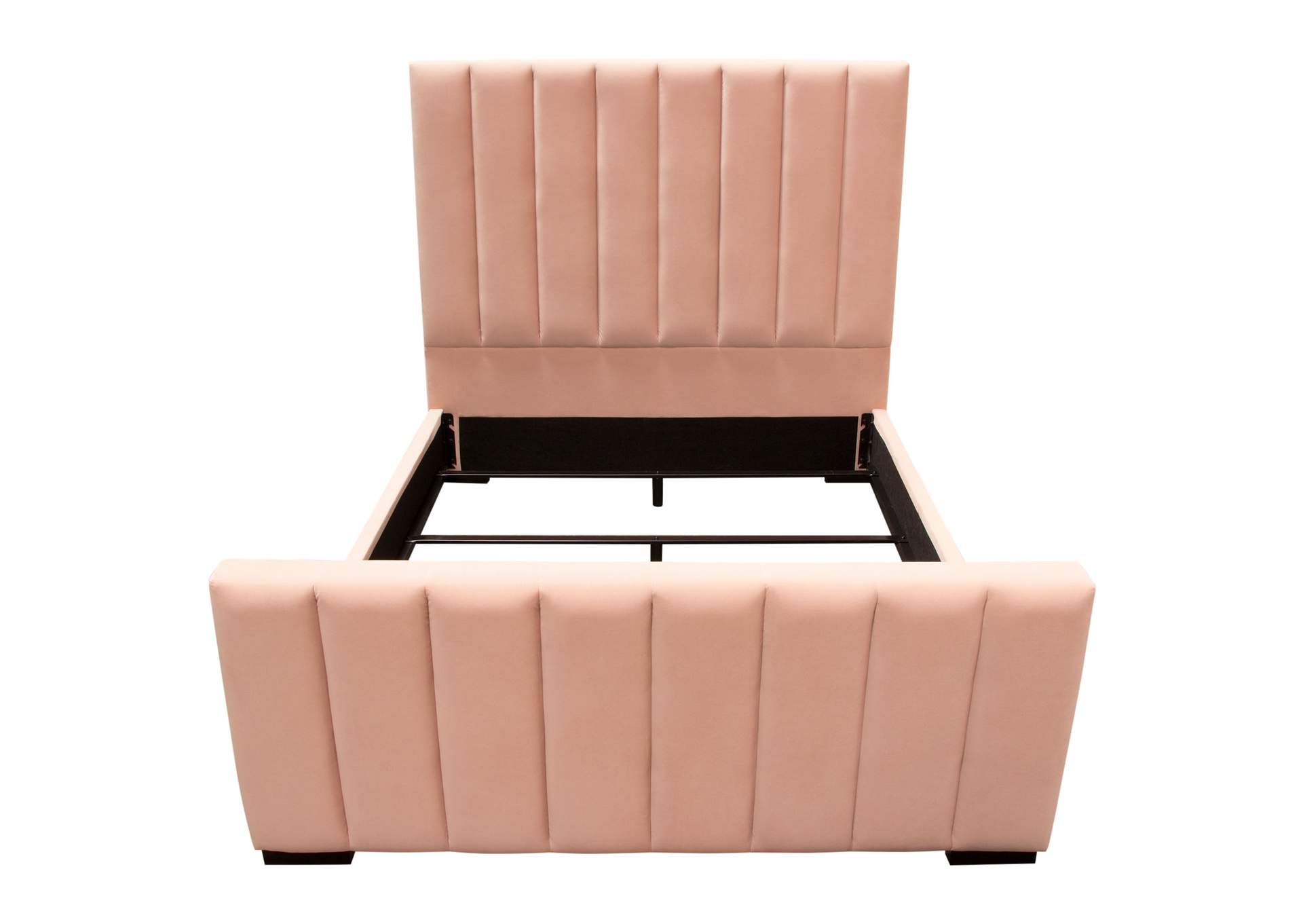 Venus Vertical Channel Tufted Eastern King Bed In Blush Pink Velvet image 15