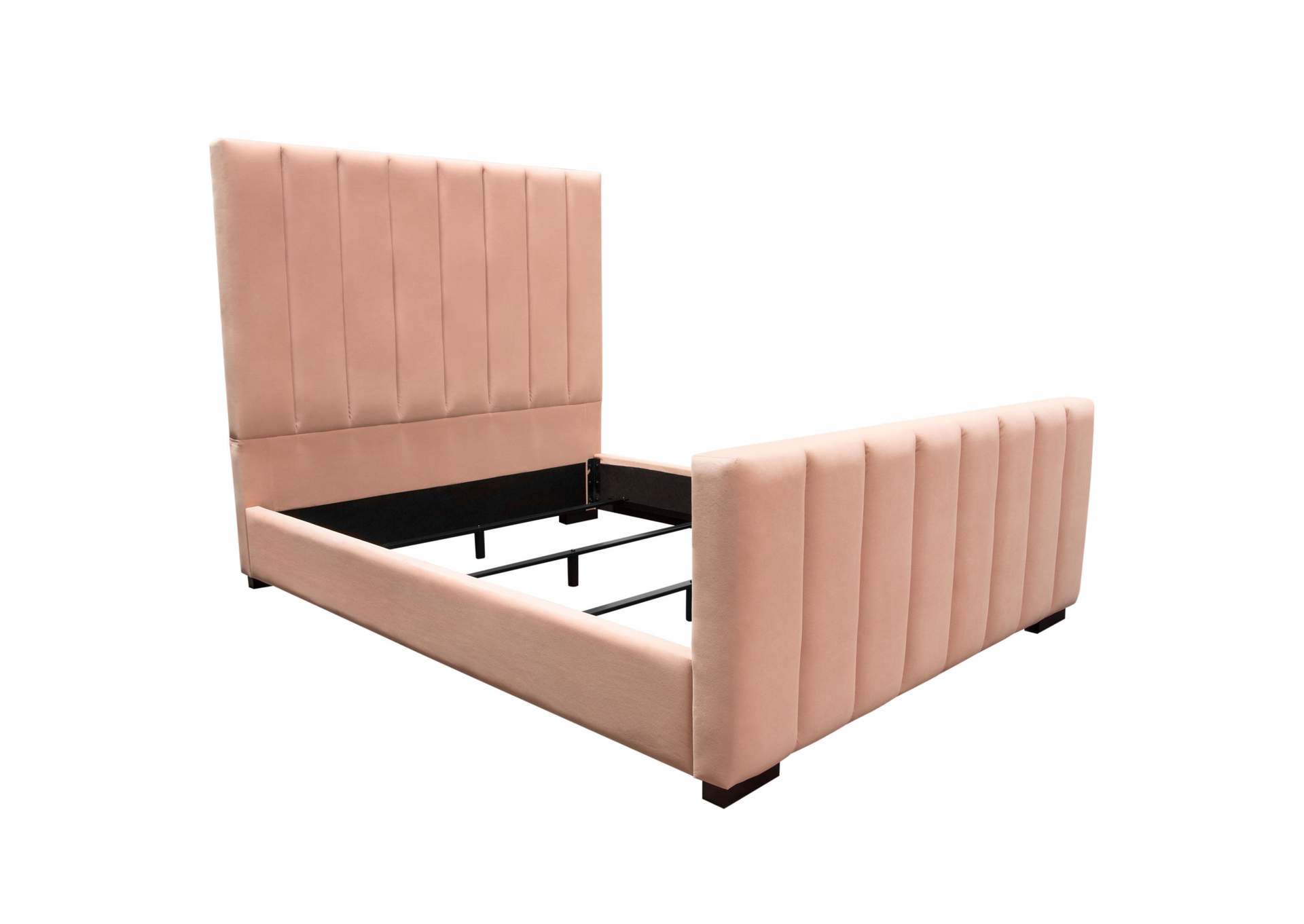 Venus Vertical Channel Tufted Eastern King Bed In Blush Pink Velvet image 11