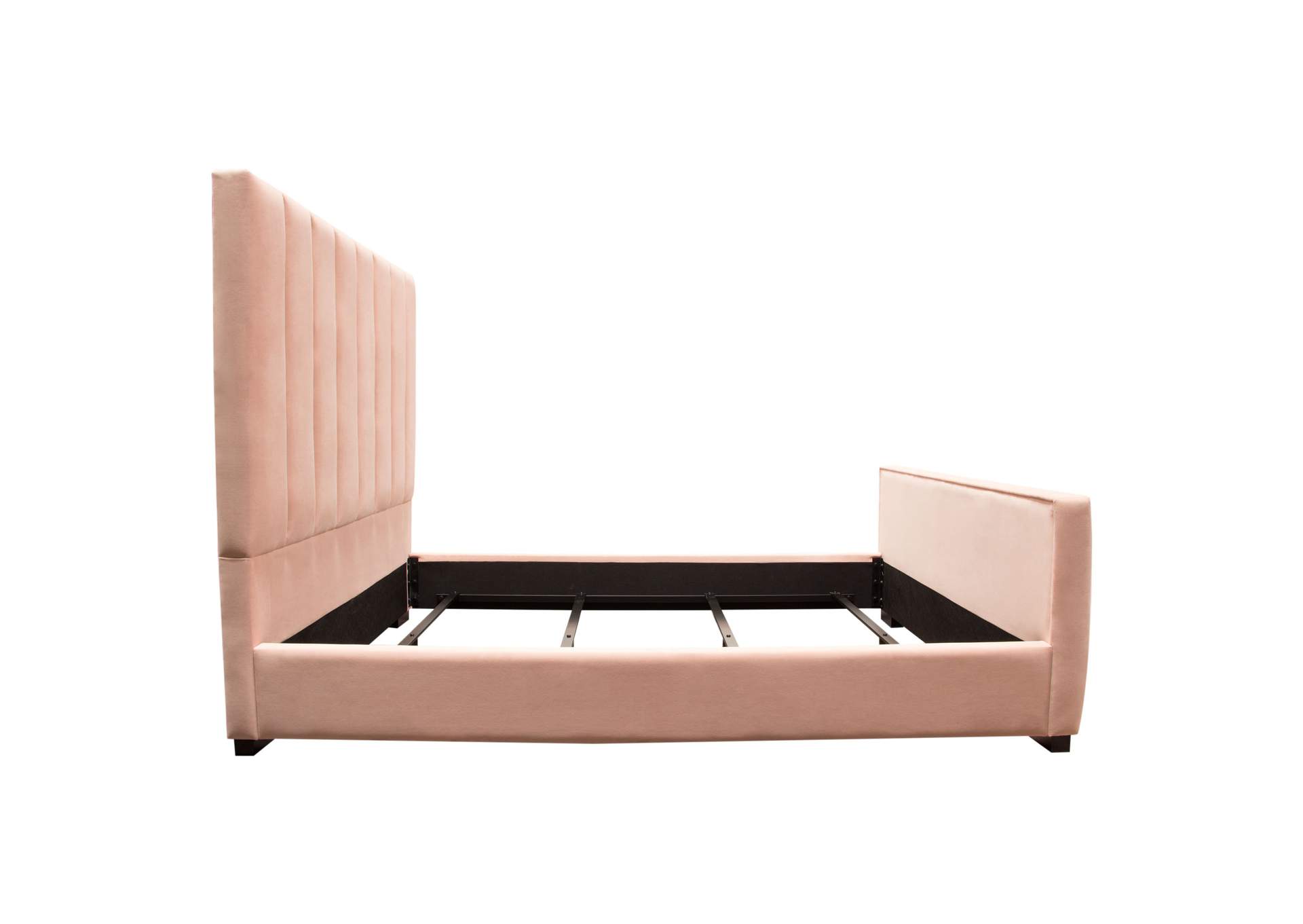 Venus Vertical Channel Tufted Eastern King Bed In Blush Pink Velvet image 10