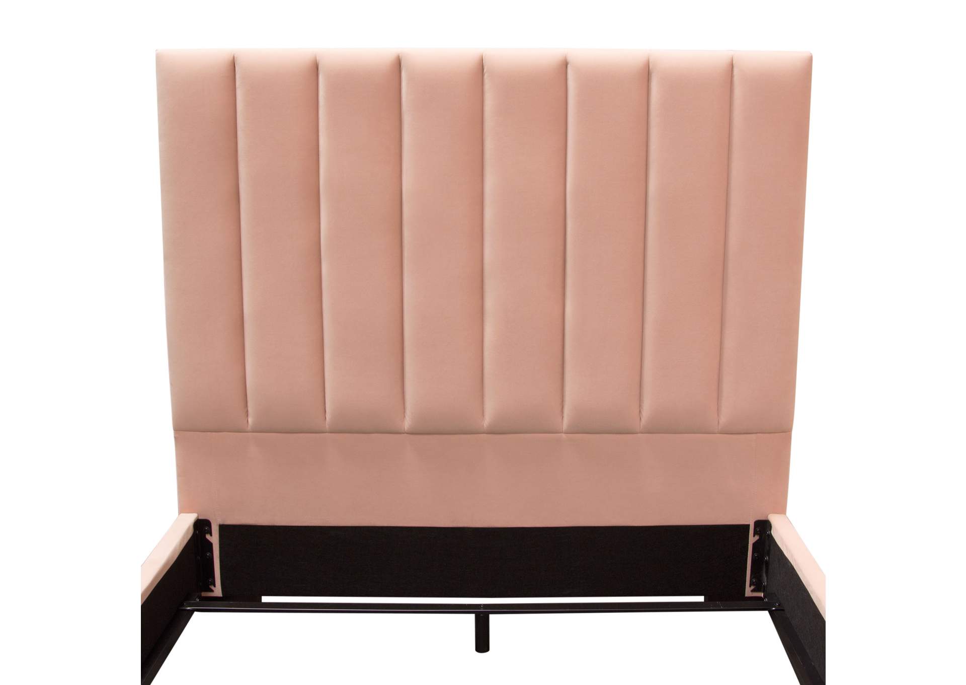 Venus Vertical Channel Tufted Eastern King Bed In Blush Pink Velvet image 7