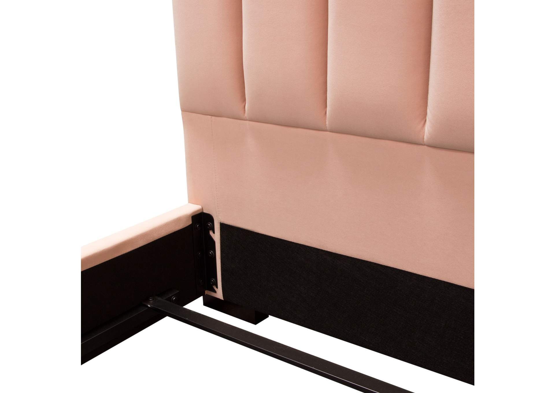 Venus Vertical Channel Tufted Eastern King Bed In Blush Pink Velvet image 6