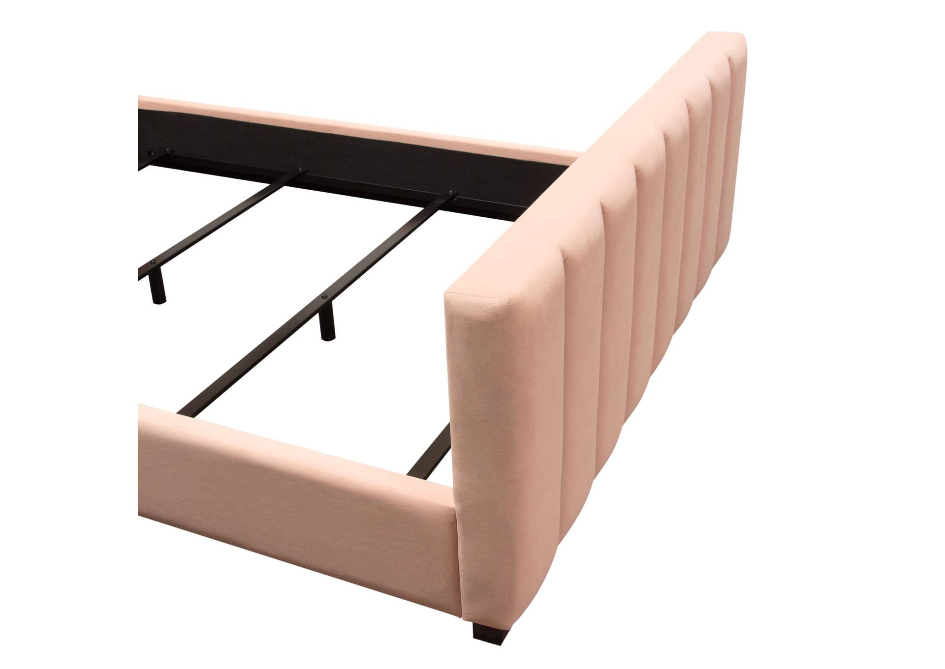 Venus Vertical Channel Tufted Eastern King Bed In Blush Pink Velvet image 5