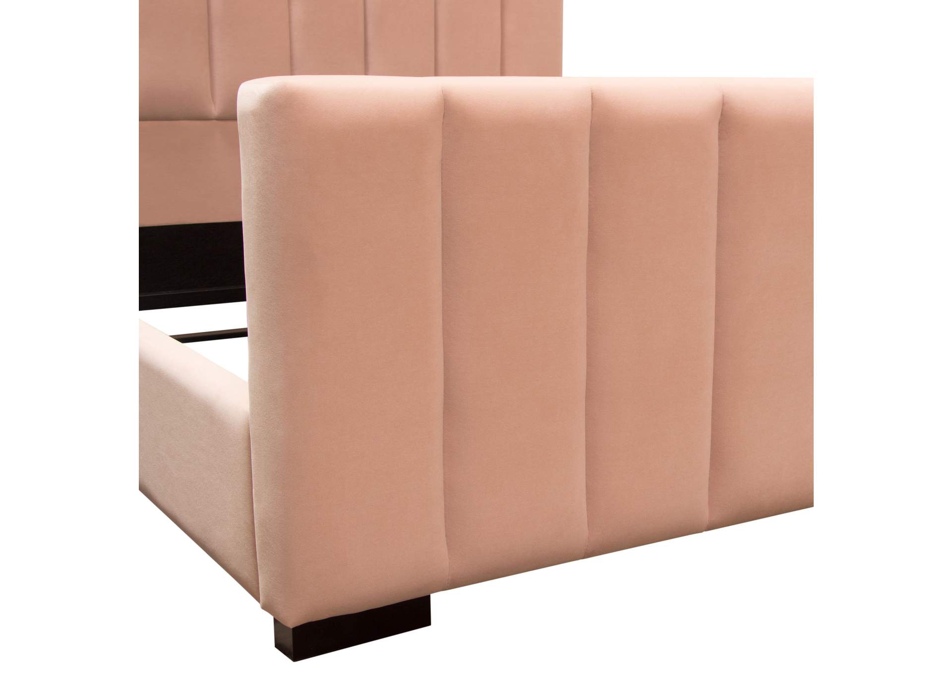 Venus Vertical Channel Tufted Eastern King Bed In Blush Pink Velvet image 4