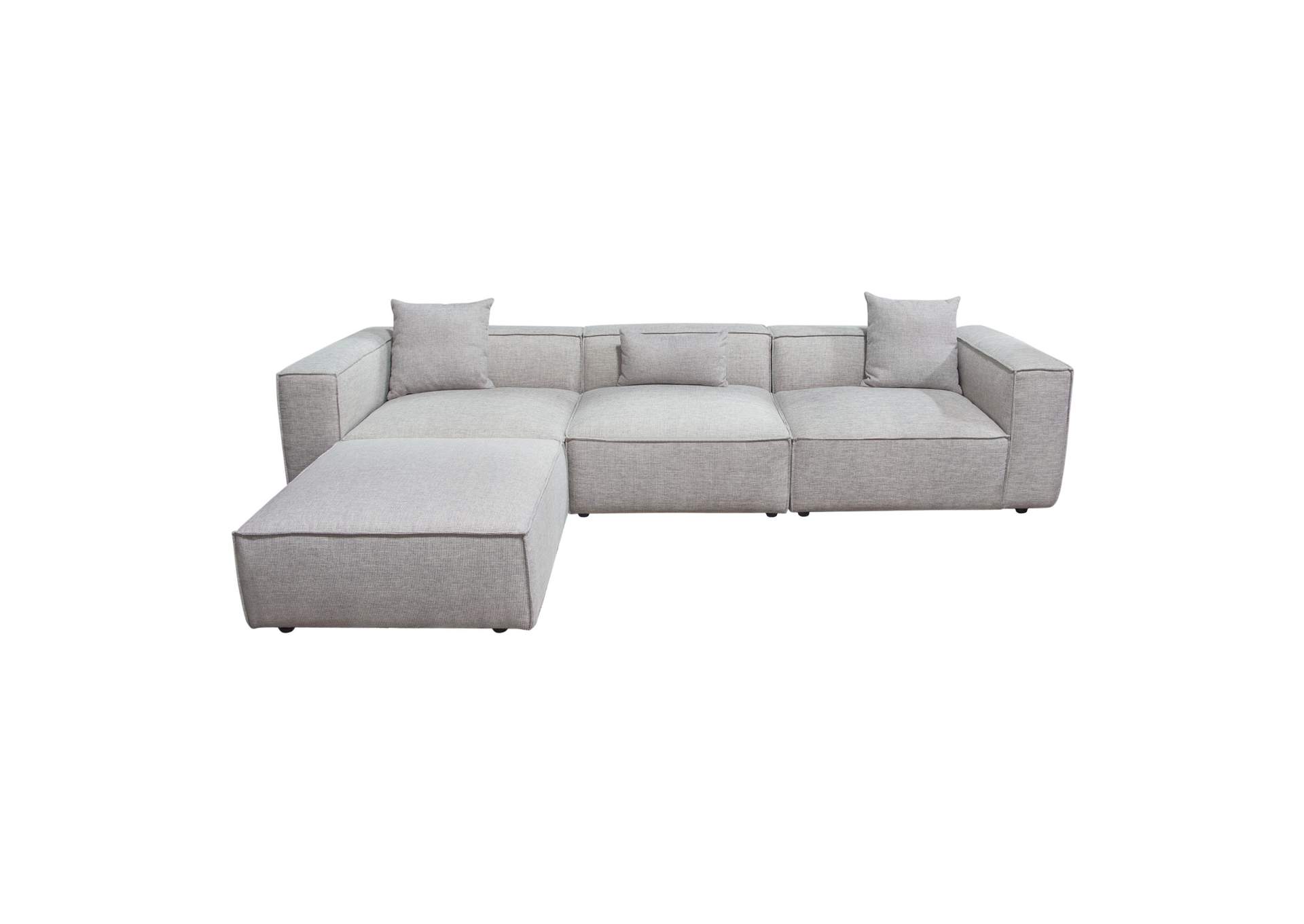 Vice 4pc Modular Sectional In Barley Fabric With Ottoman image 1