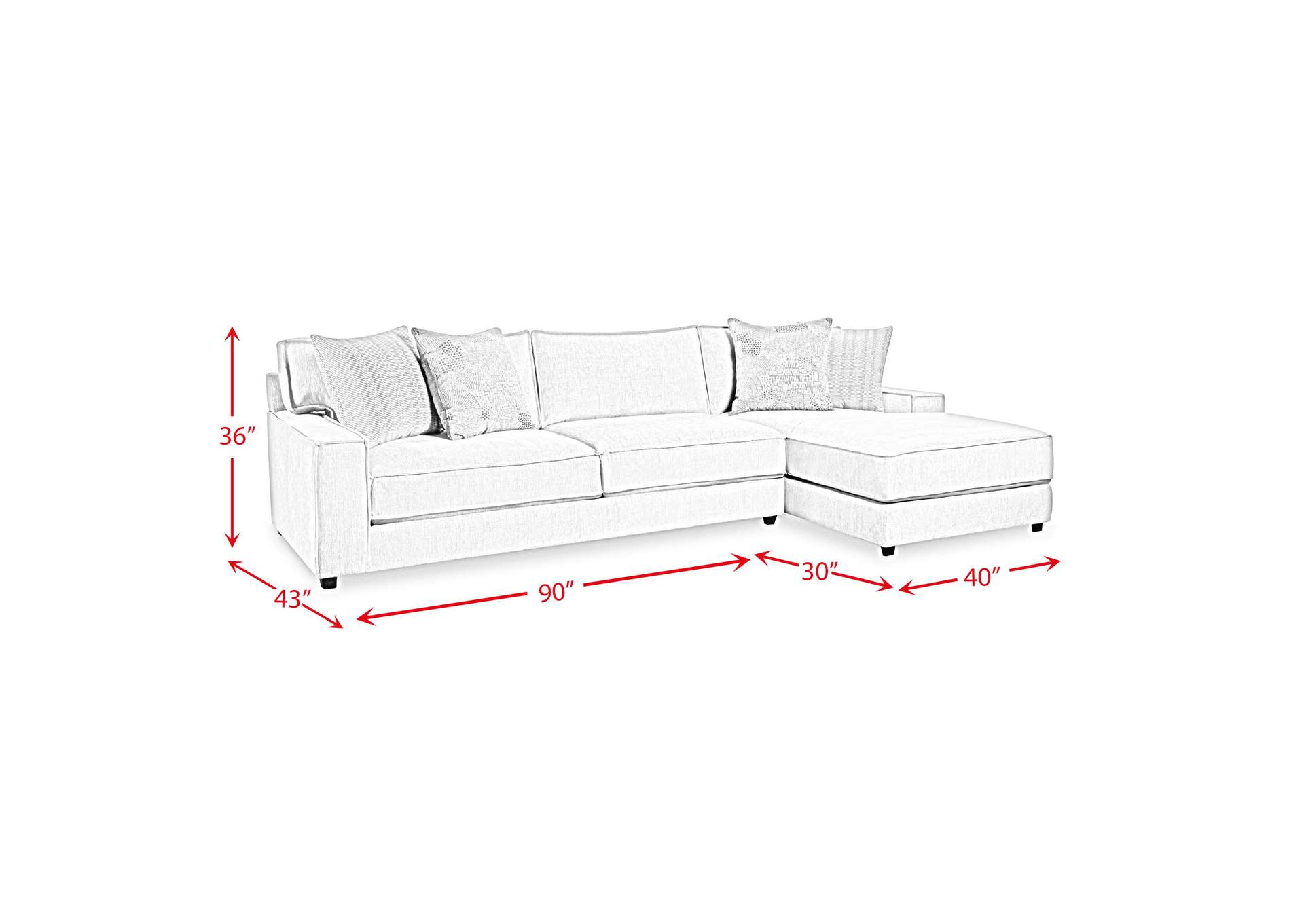 572 Sectional 2 Piece Set In Candor Ash - Left Side Facing Loveseat Right Side Facing Chaise image 8