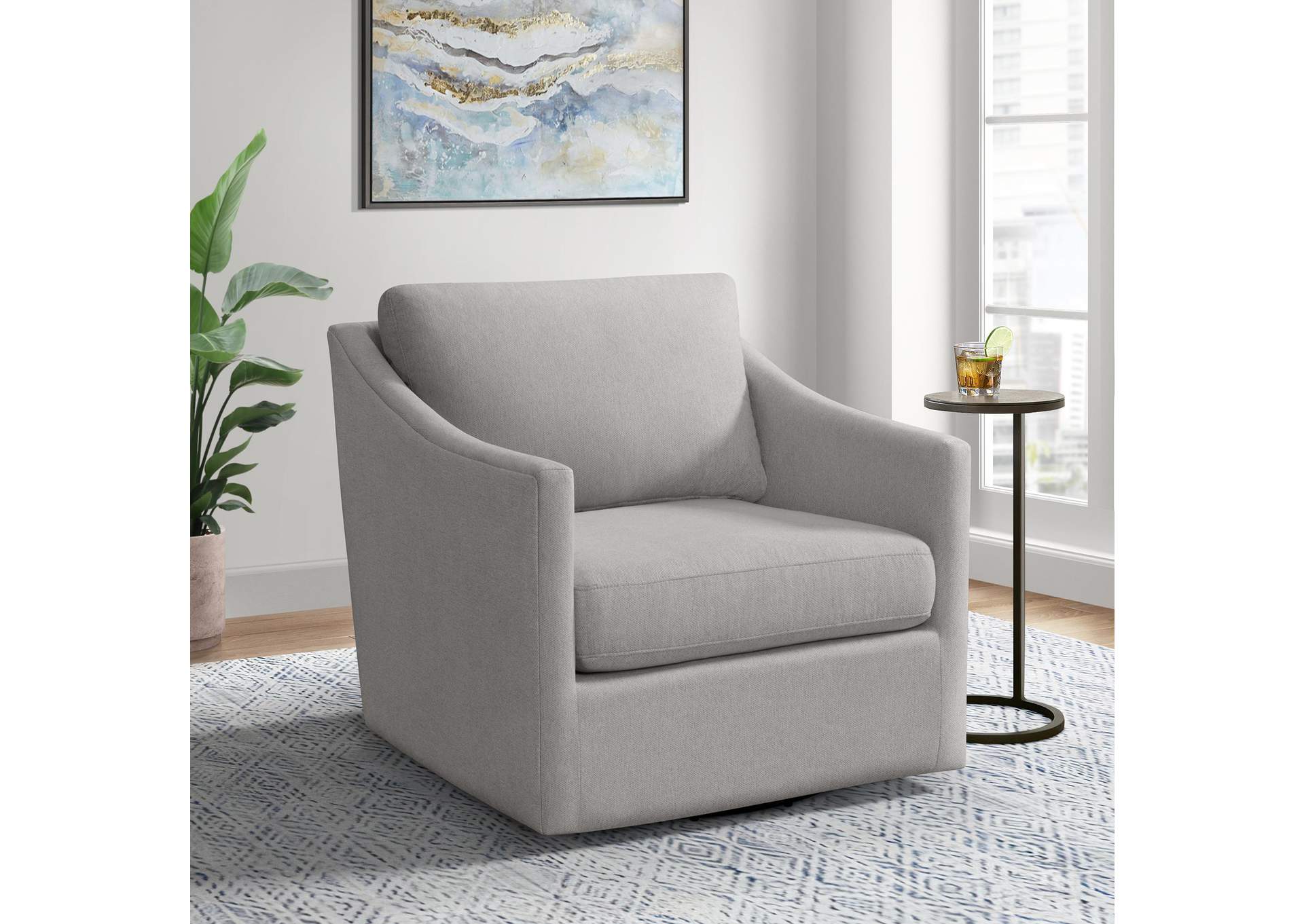 Acacia Swivel Chair In Freya Light Grey image 1