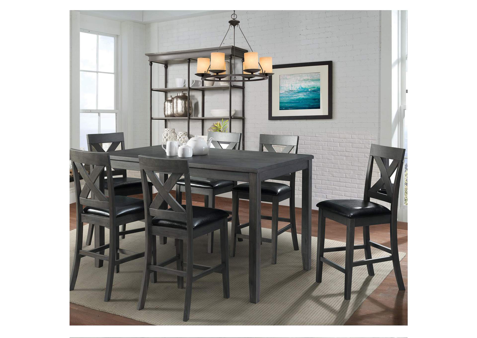 Alex Counter Side Chair With Black Pu Grey 2 Per Pack image 1