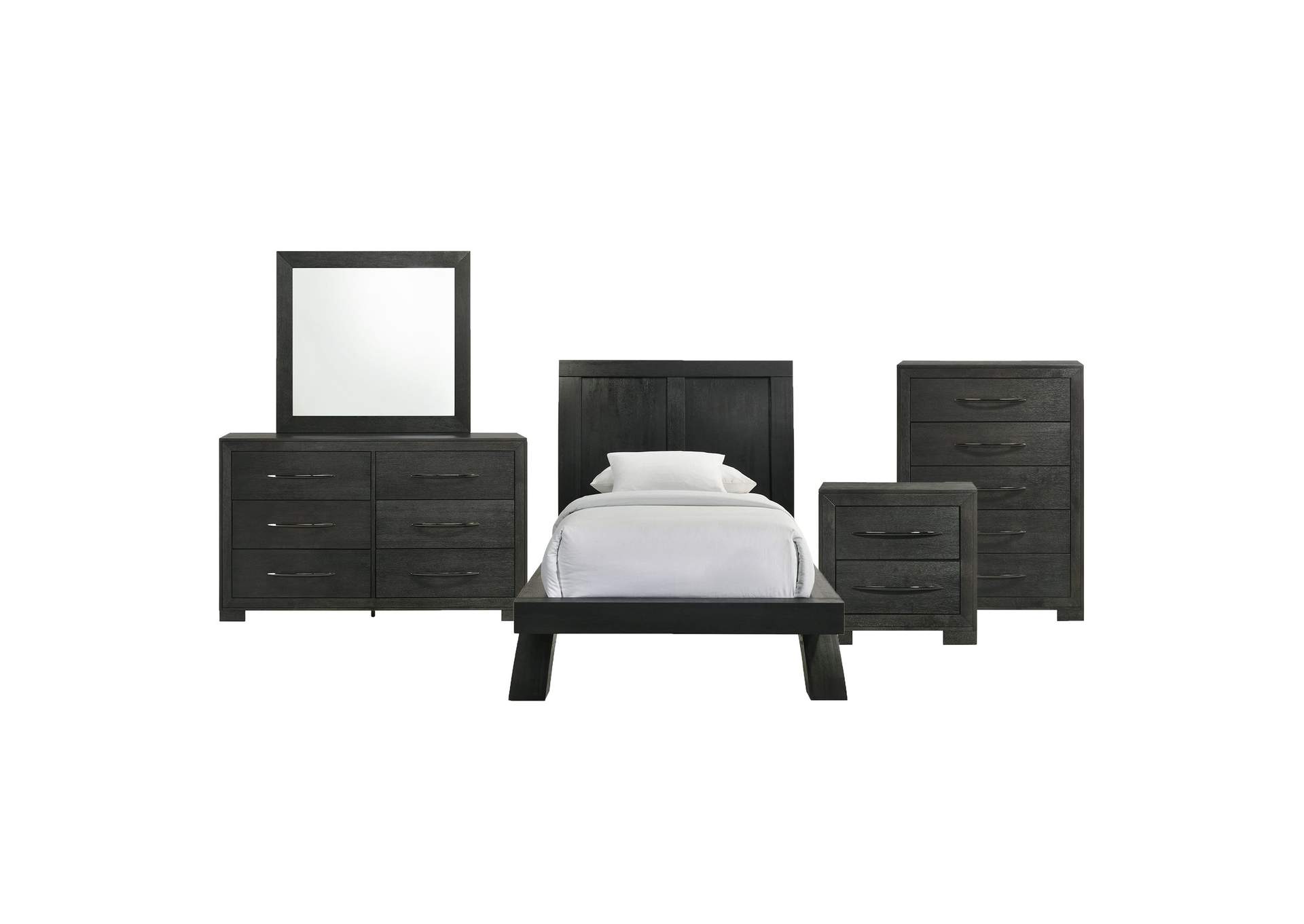 Allan Twin Panel 5 Piece Bedroom Set In Black image 15