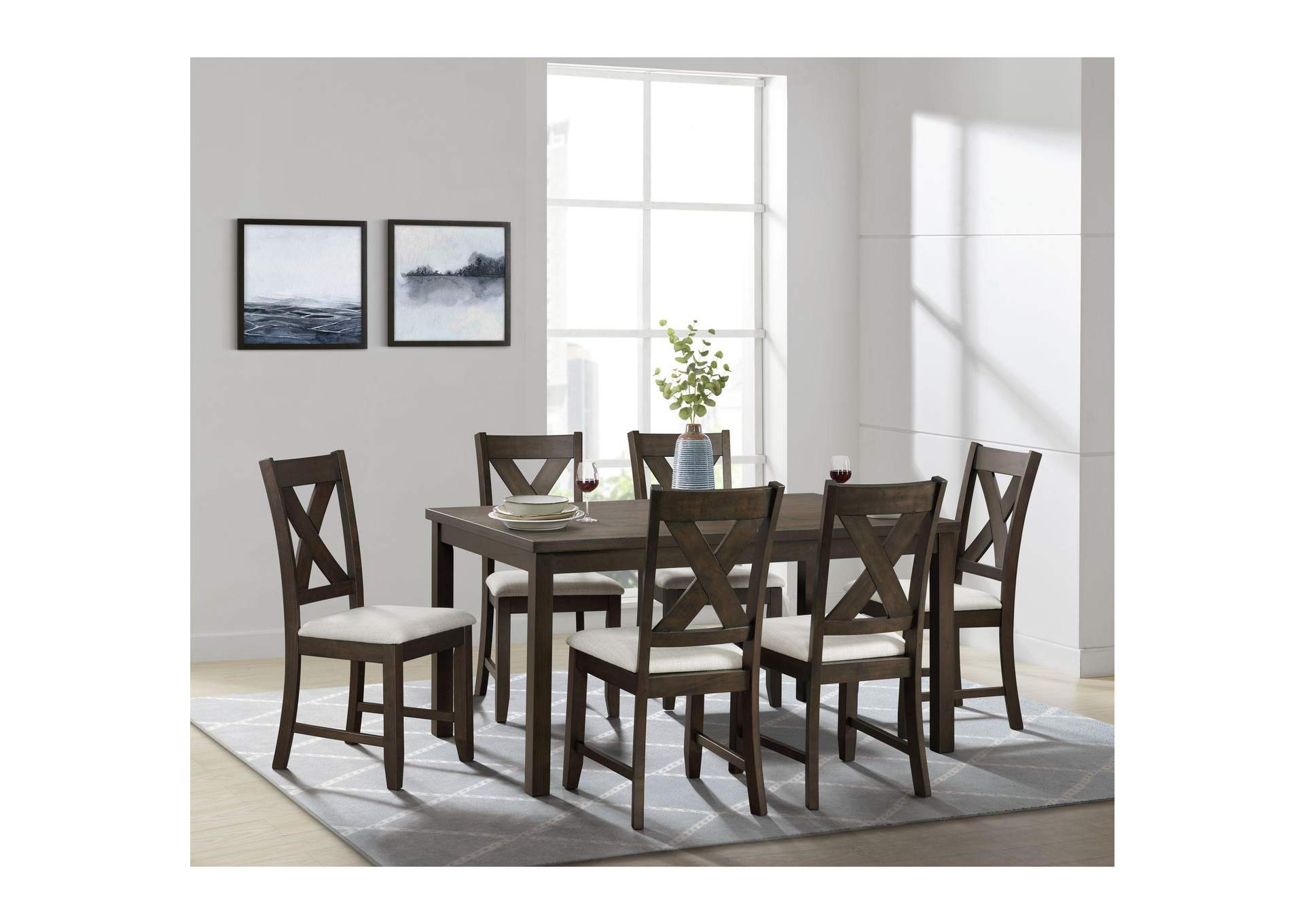 Alvin 60 7 Piece Dining Set In Espresso image 1