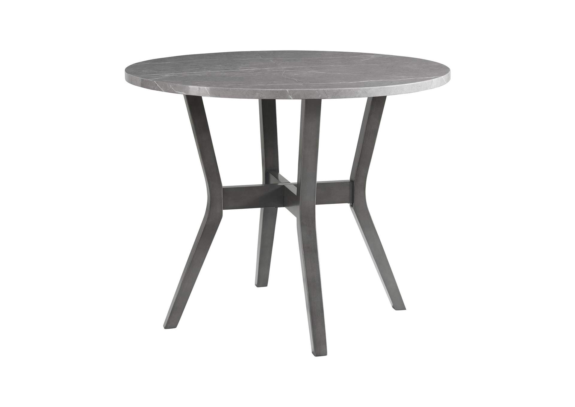 Ambridge 5 Piece Round Counter Set With Faux Marble Top In Brushed Grey image 13