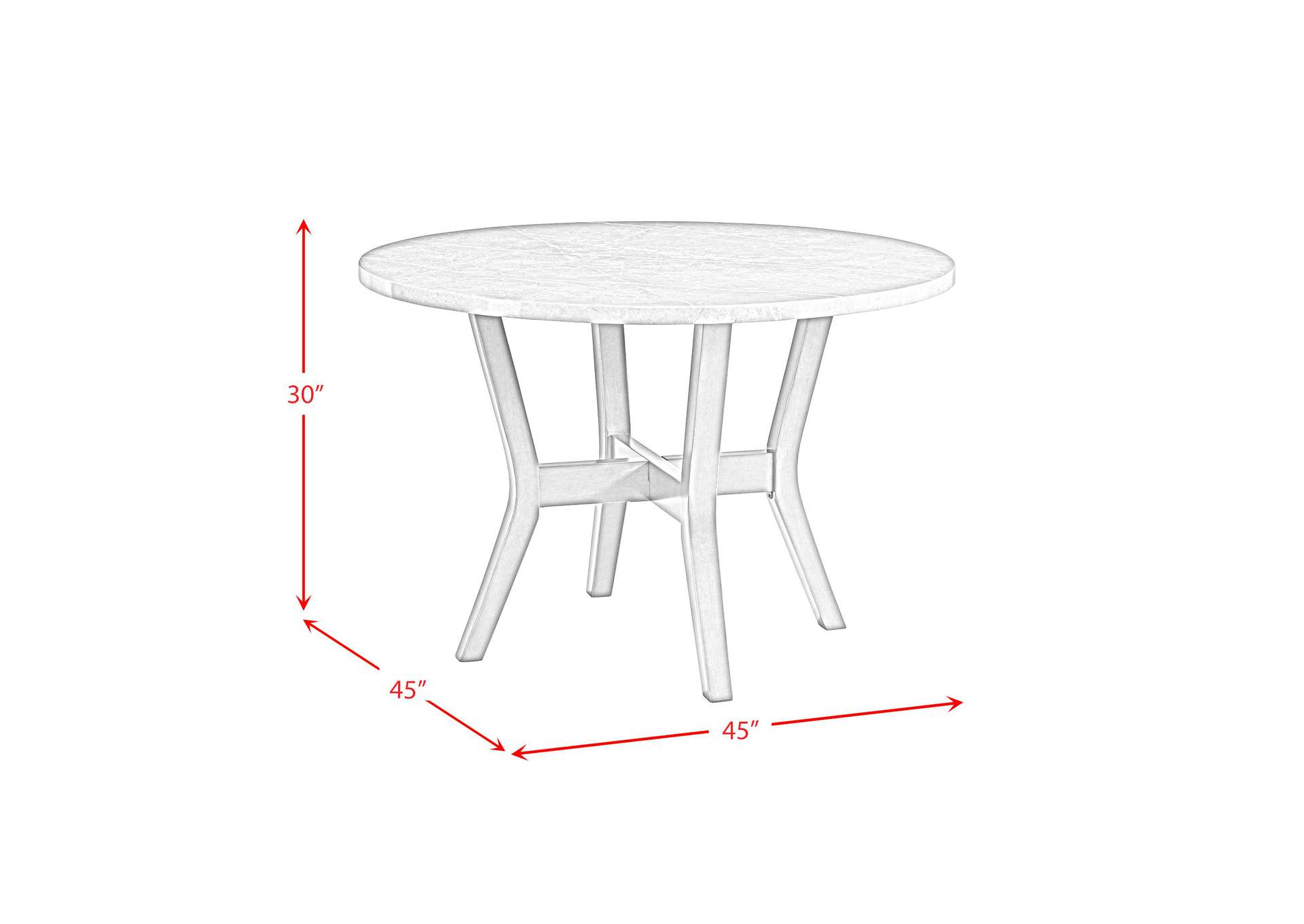 Ambridge 5 Piece Round Dining Set With Faux Marble Top In Brushed Grey