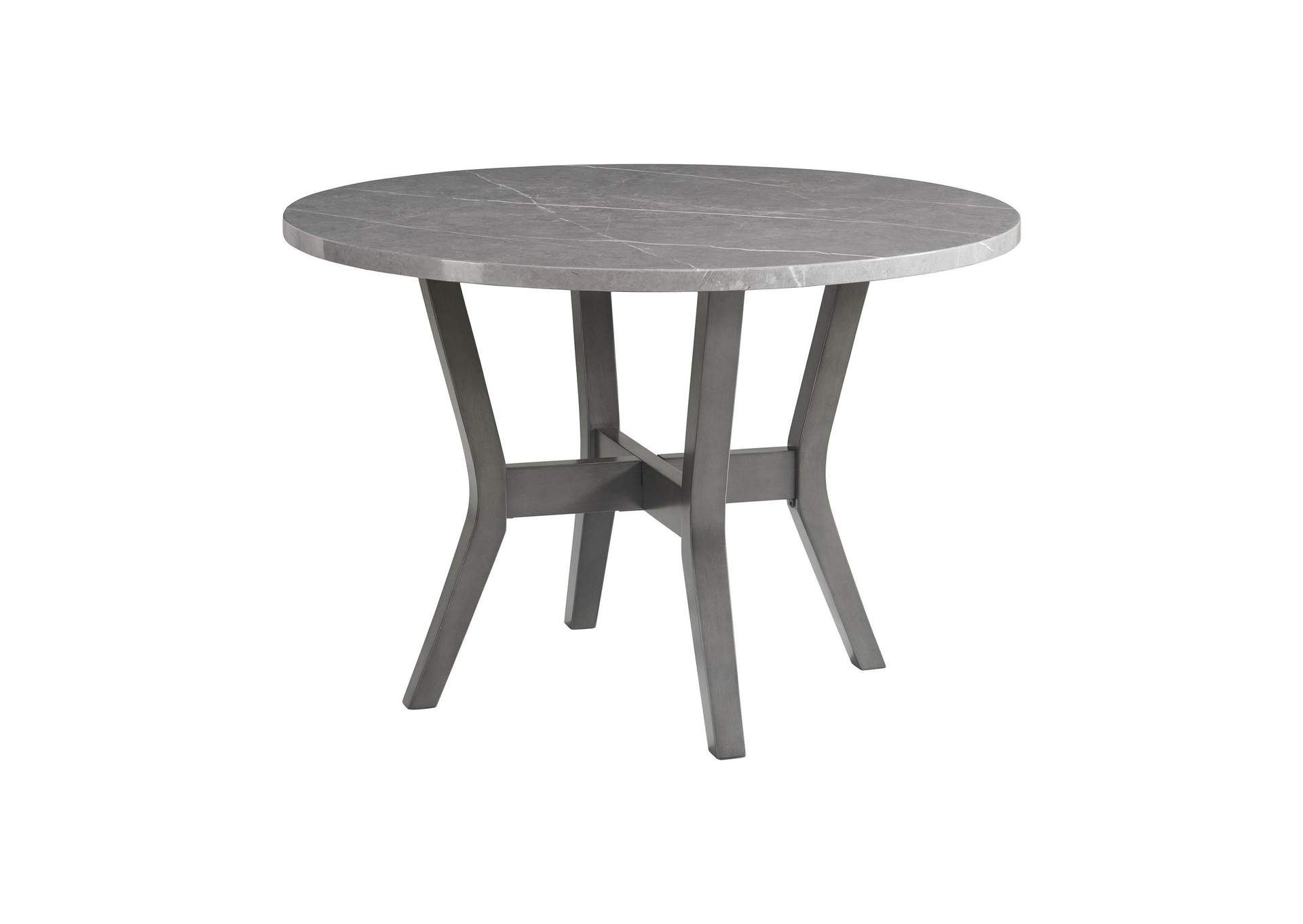 Ambridge 5 Piece Round Dining Set With Faux Marble Top In Brushed Grey image 13