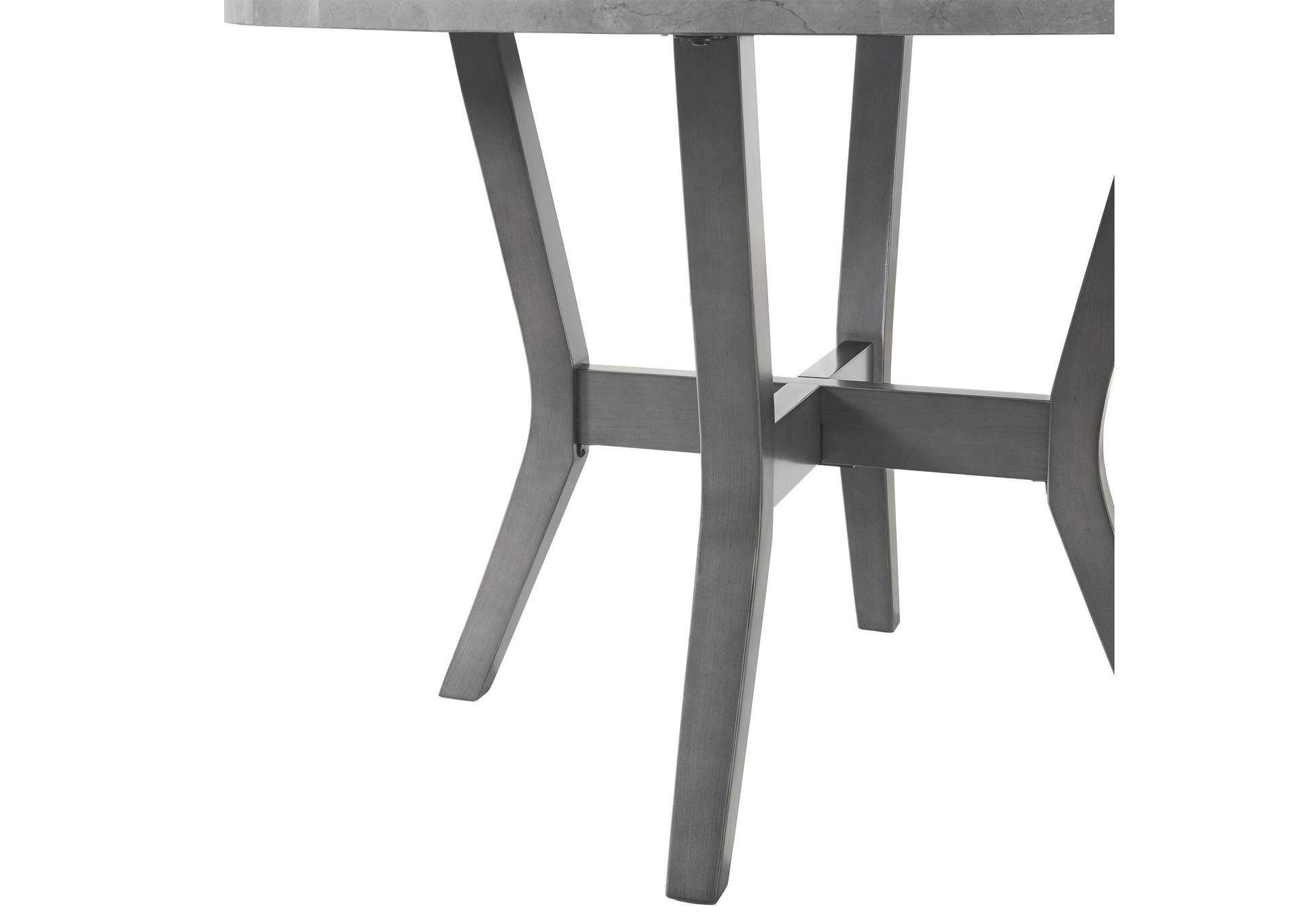 Ambridge 5 Piece Round Dining Set With Faux Marble Top In Brushed Grey image 4