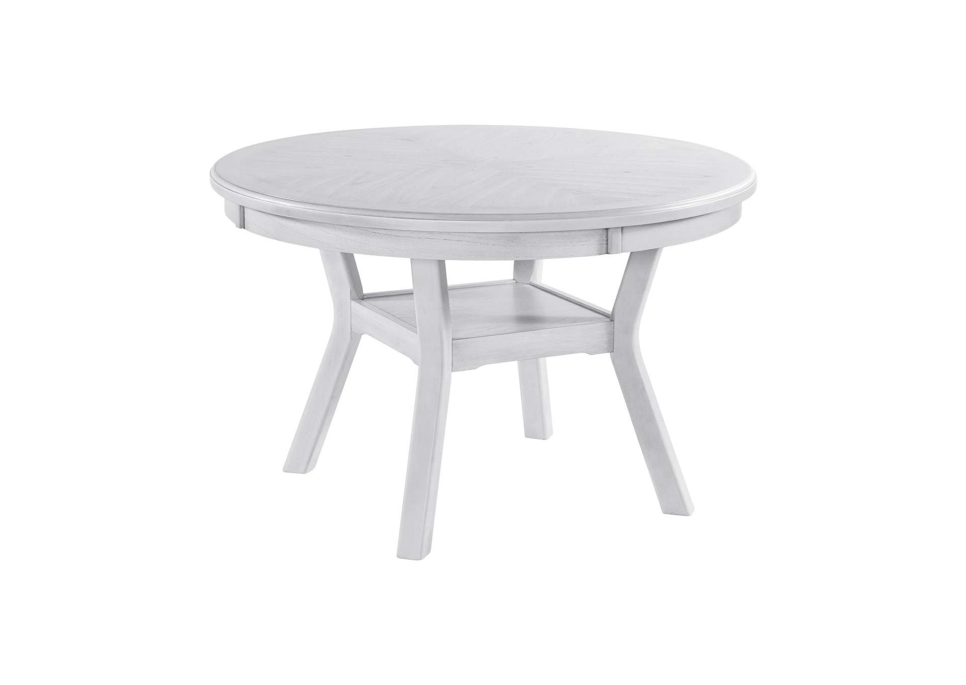 Amherst 5 Piece Dining Set With Round Table And 4 Grey Fabric Chairs In White image 15
