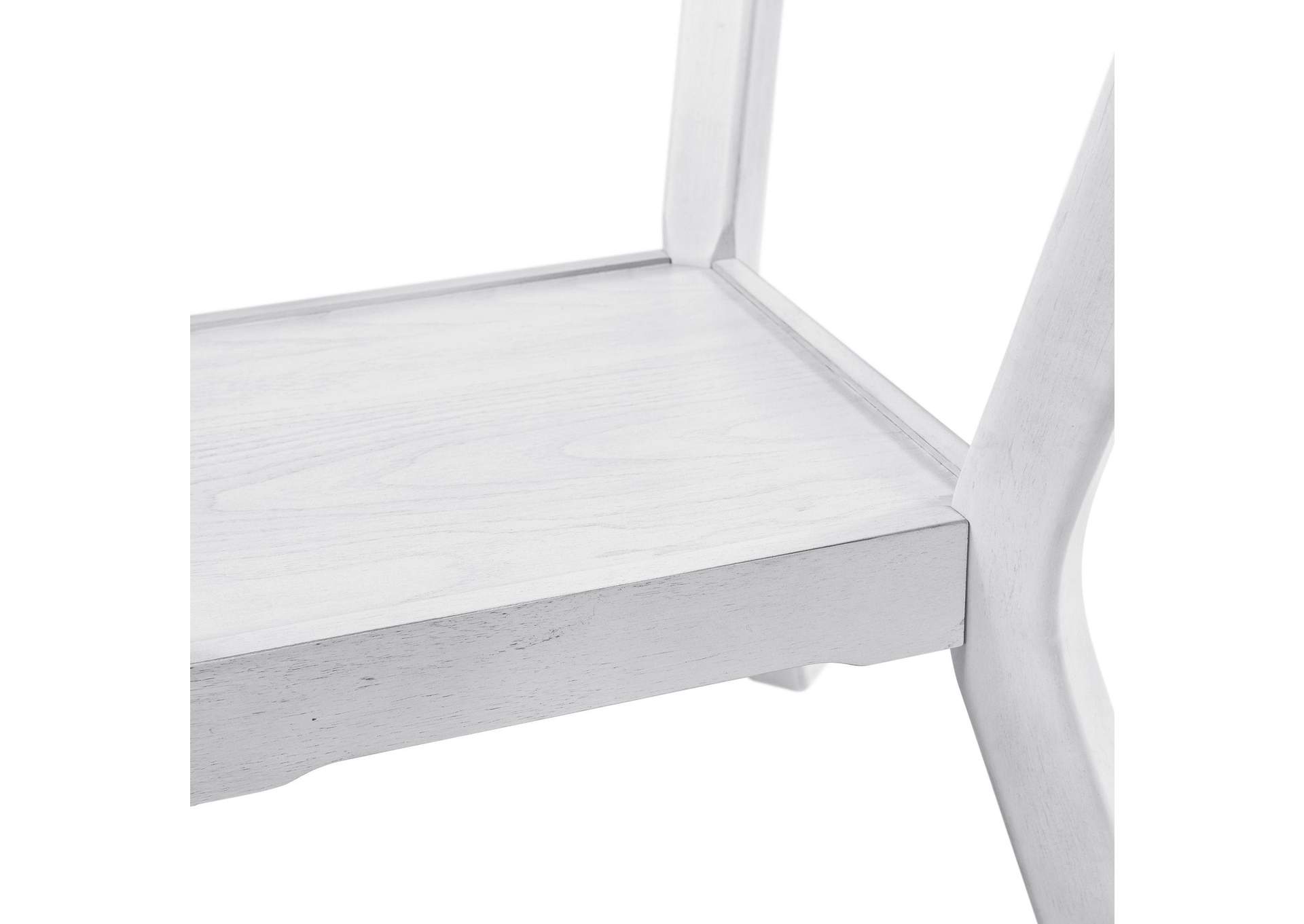 Amherst 5 Piece Dining Set With Round Table And 4 Grey Fabric Chairs In White image 4