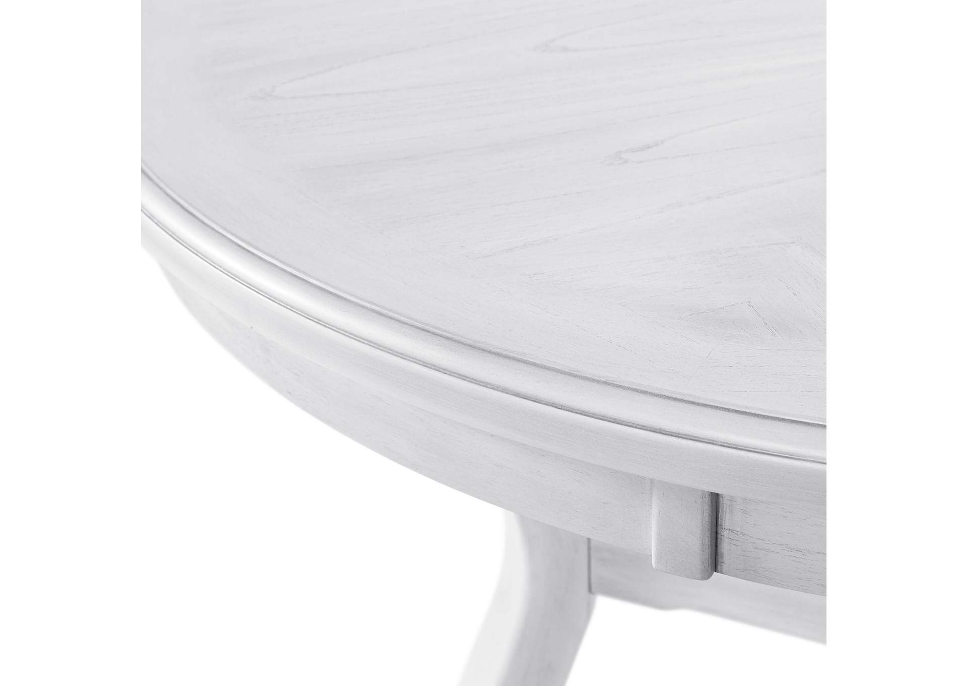 Amherst 5 Piece Dining Set With Round Table And 4 Grey Fabric Chairs In White image 3