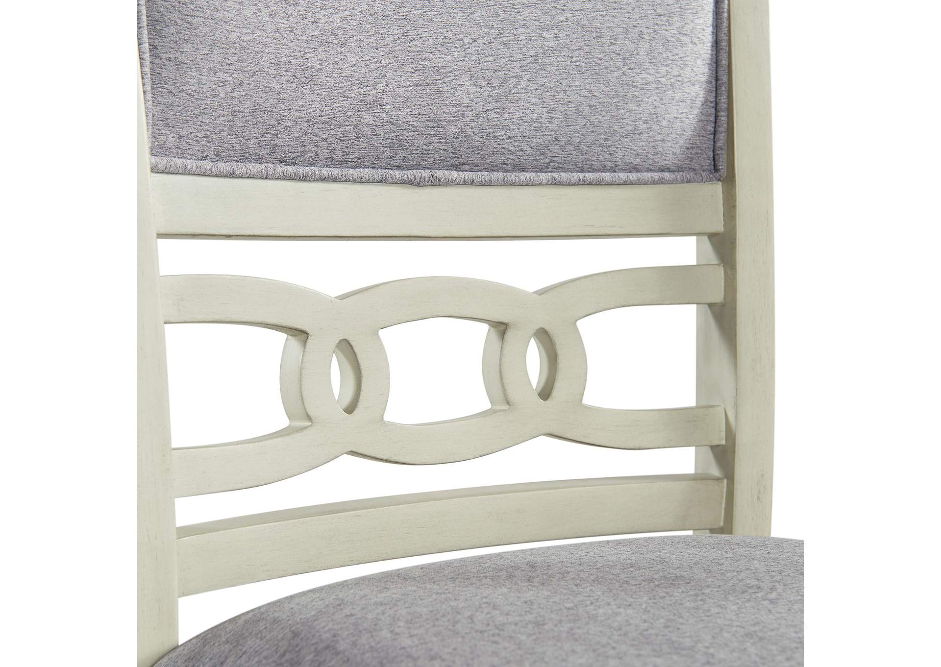 Amherst 5 Piece Dining Set With Table And 4 Grey Fabric Chairs In White