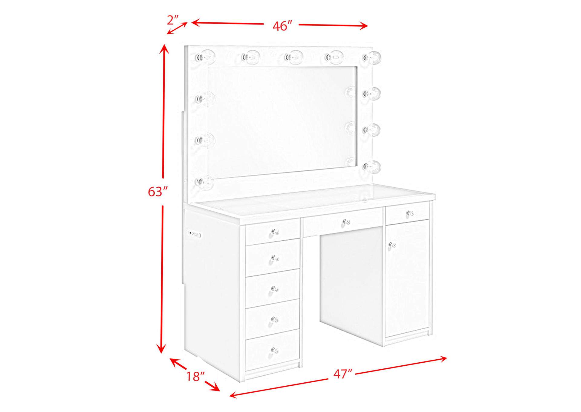 Amia Complete Dressing Table With Lightbulbs image 8