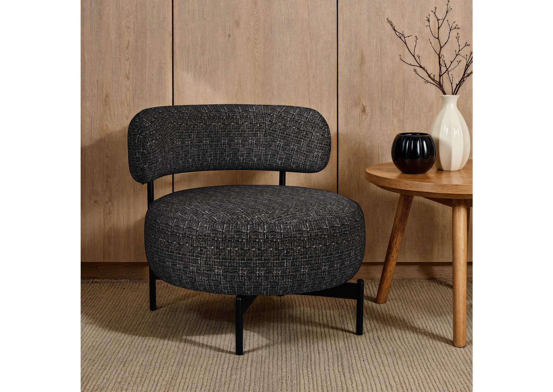 Antonia Swivel Chair In Heron Black image 1