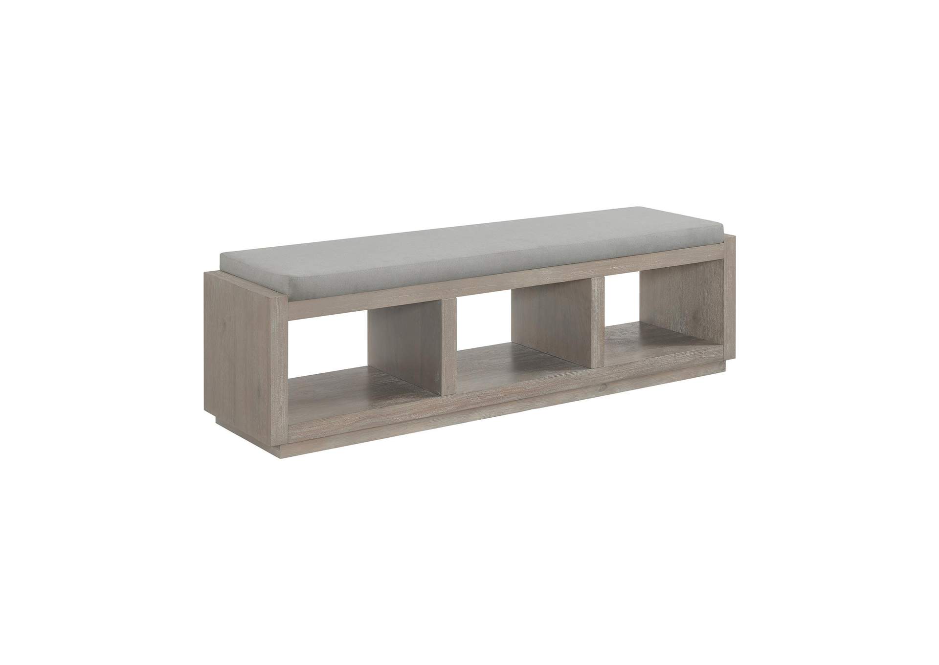 Arcadia Dining Bench With Light Grey Fabric In Grey image 3