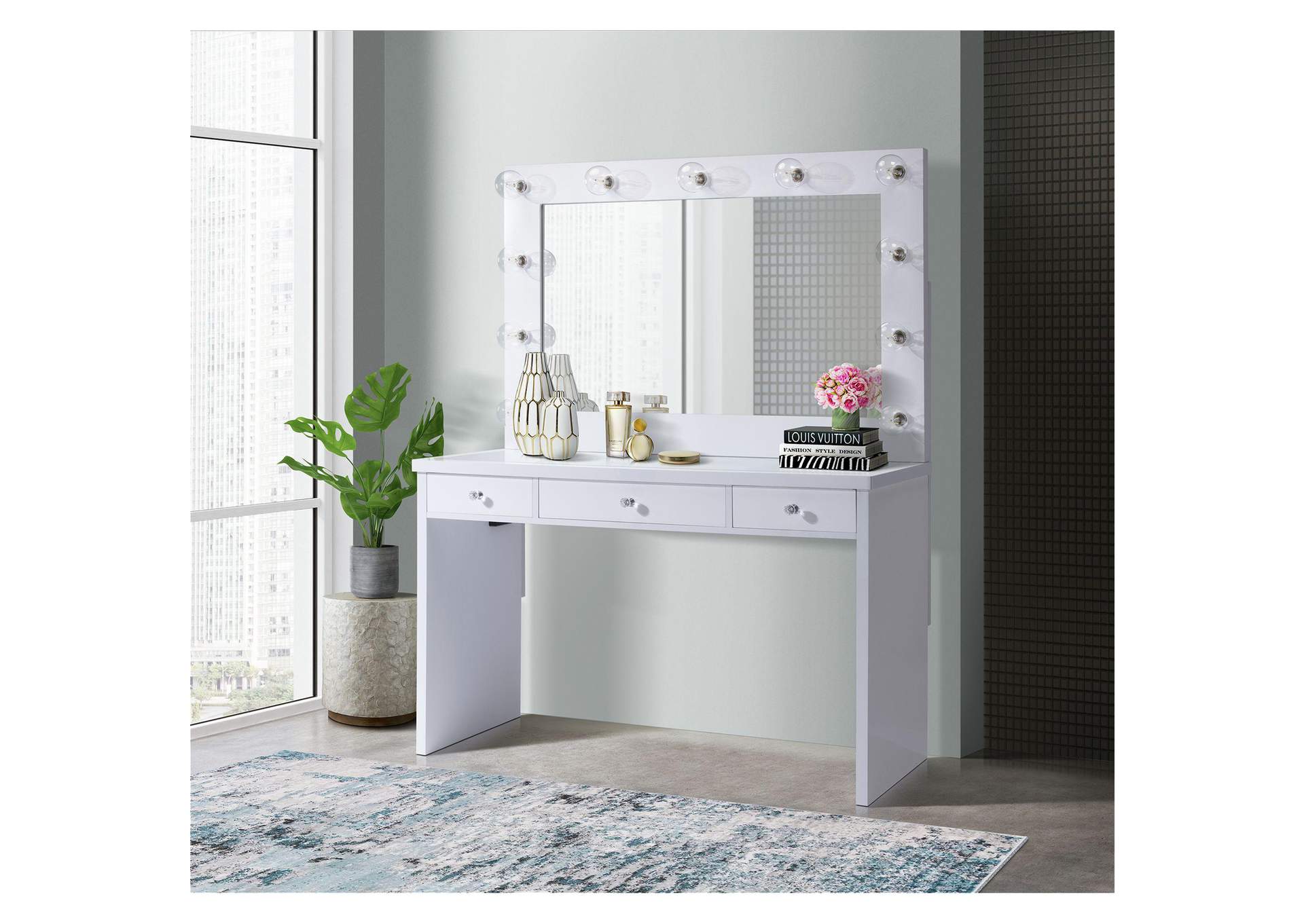 Ariana Complete Dressing Table With Lightbulbs image 1