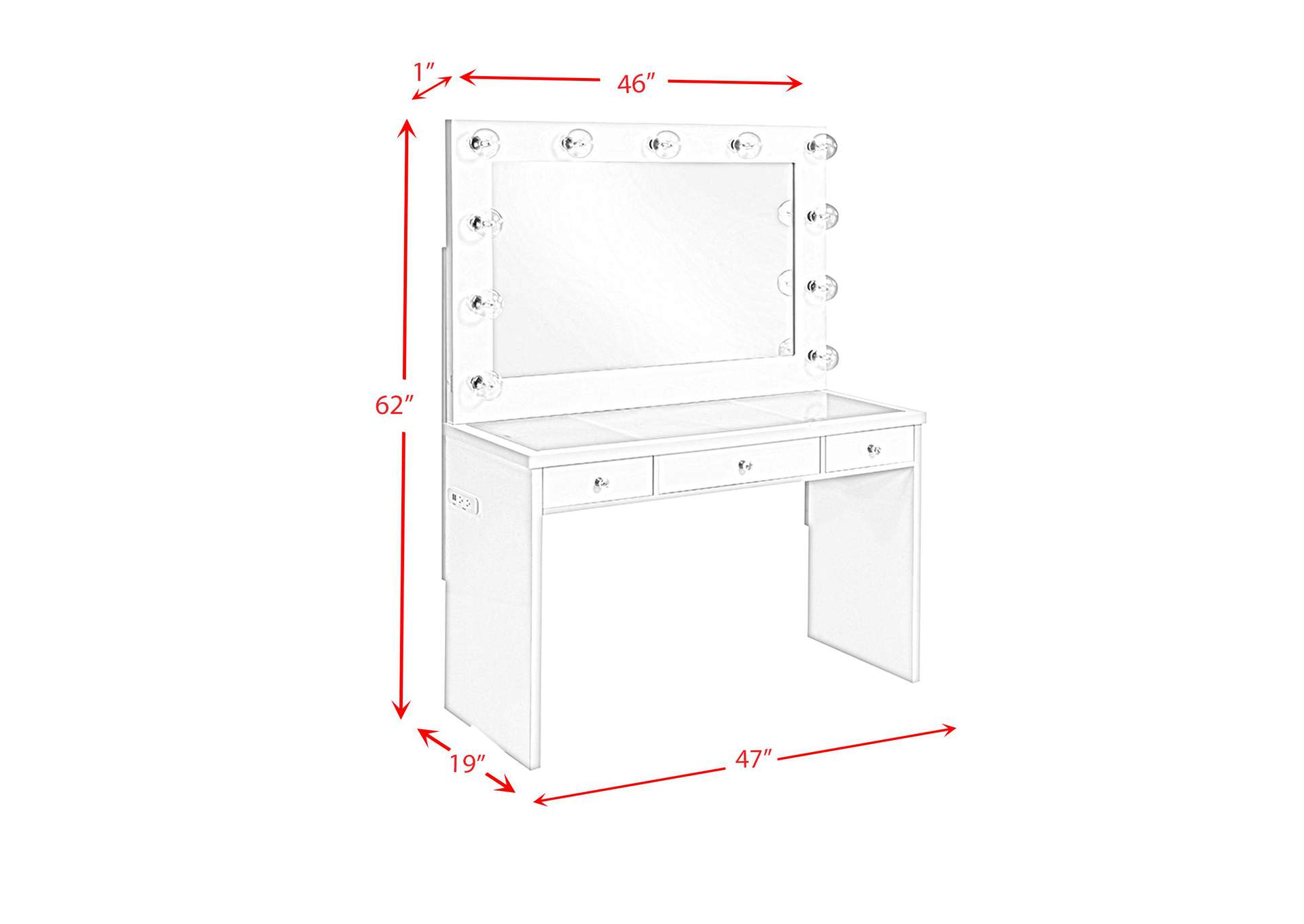 Ariana Complete Dressing Table With Lightbulbs image 7