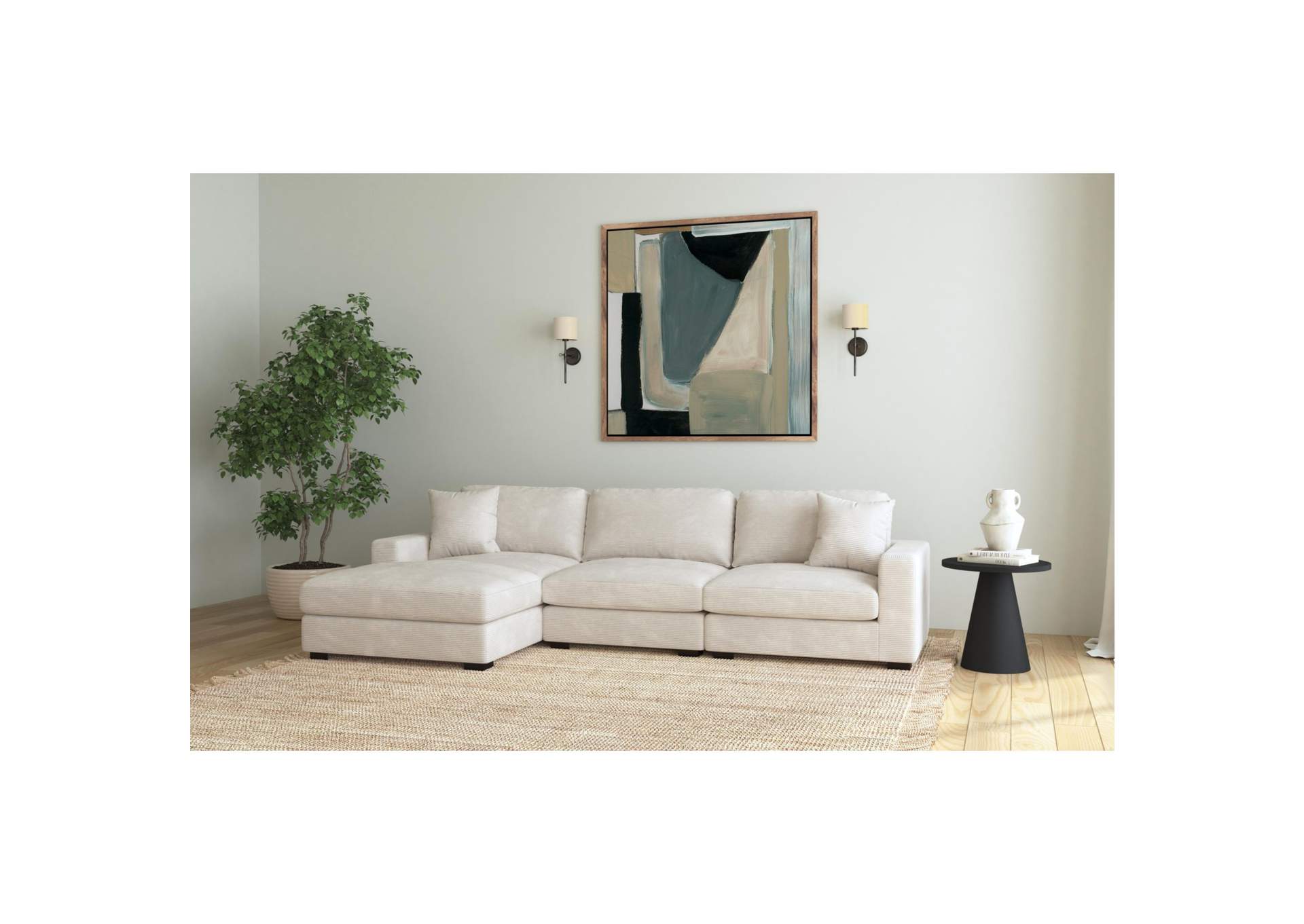 Arizona Modular 3 Piece Sectional Set With Left Hand Facing Chaise In Steno Beige image 1