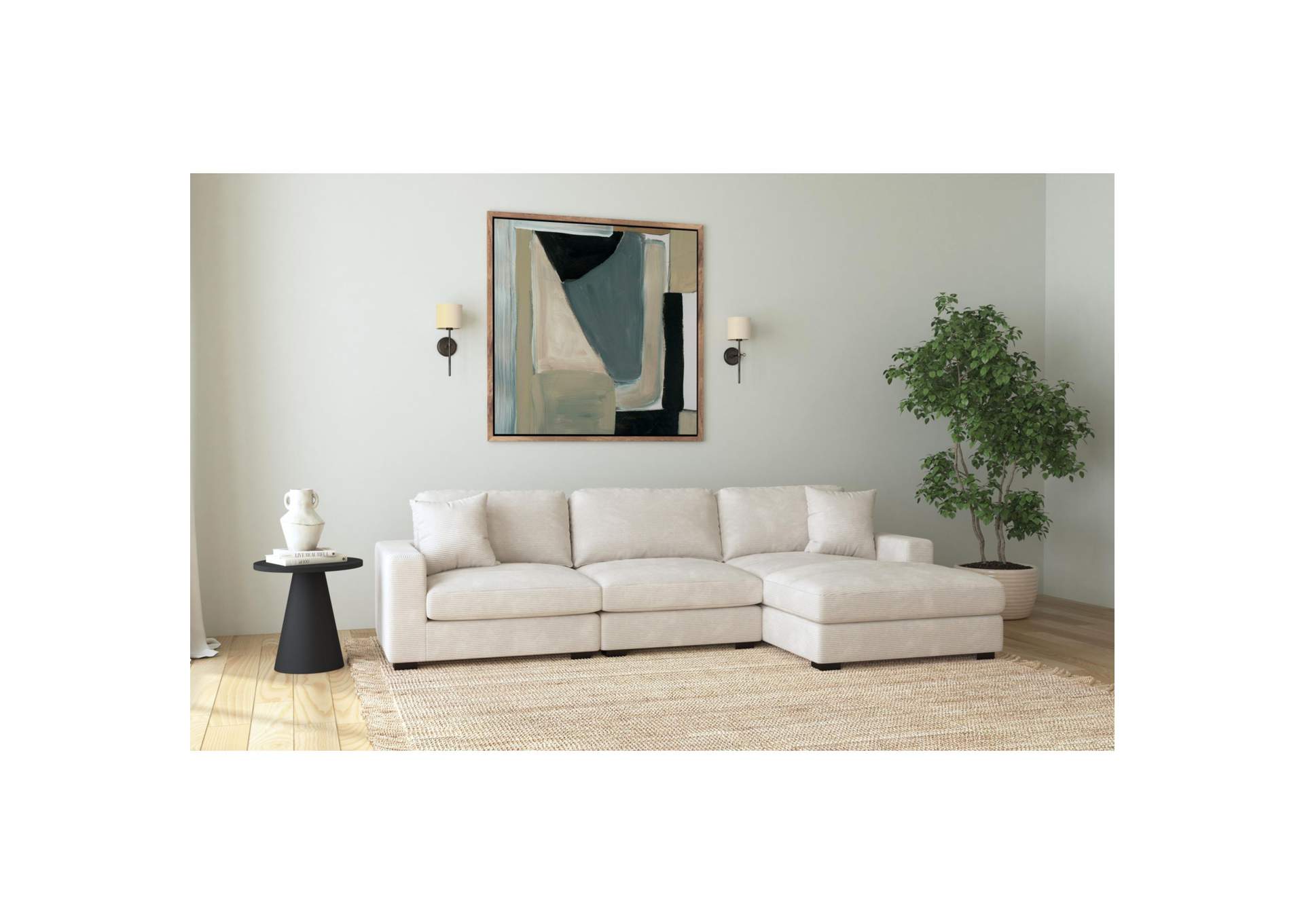 Arizona Modular 3 Piece Sectional Set With Right Hand Facing Chaise In Steno Beige image 1
