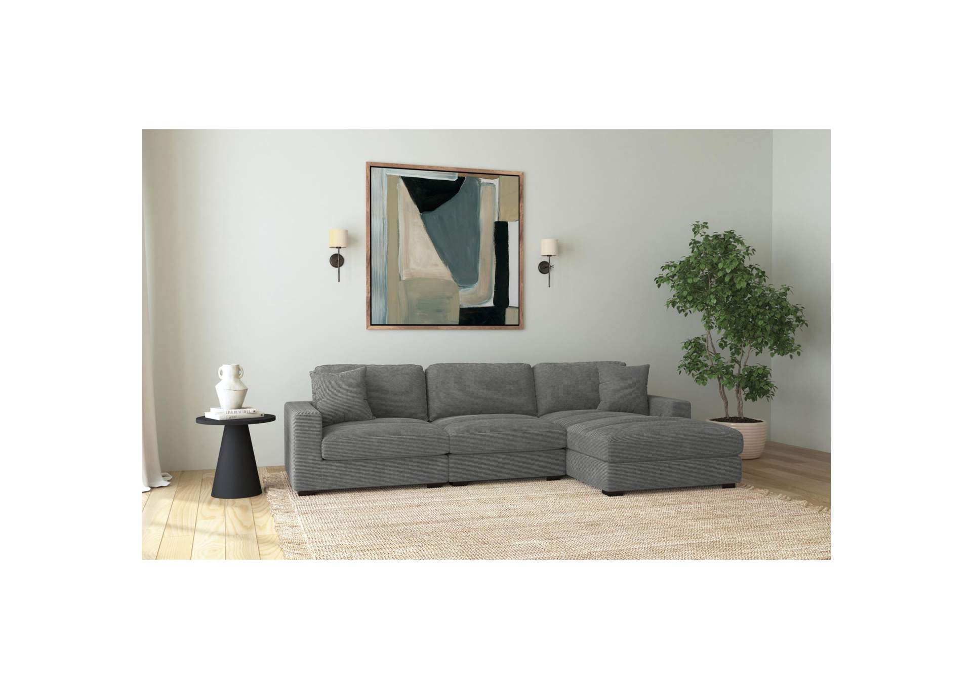 Arizona Modular 3 Piece Sectional Set With Right Hand Facing Chaise In Steno Charcoal image 1