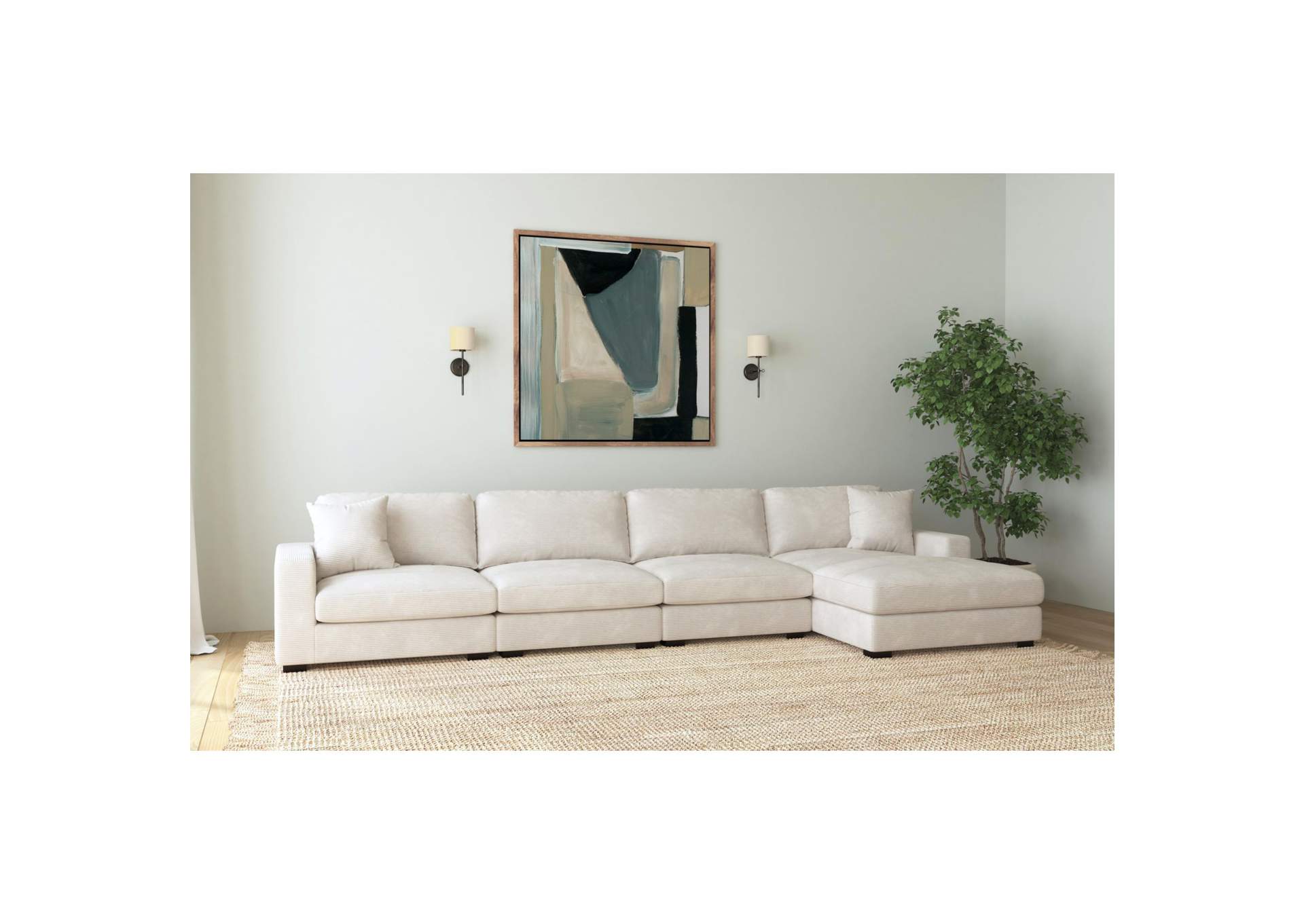 Arizona Modular 4 Piece Sectional Set With Right Hand Facing Chaise In Steno Beige image 1