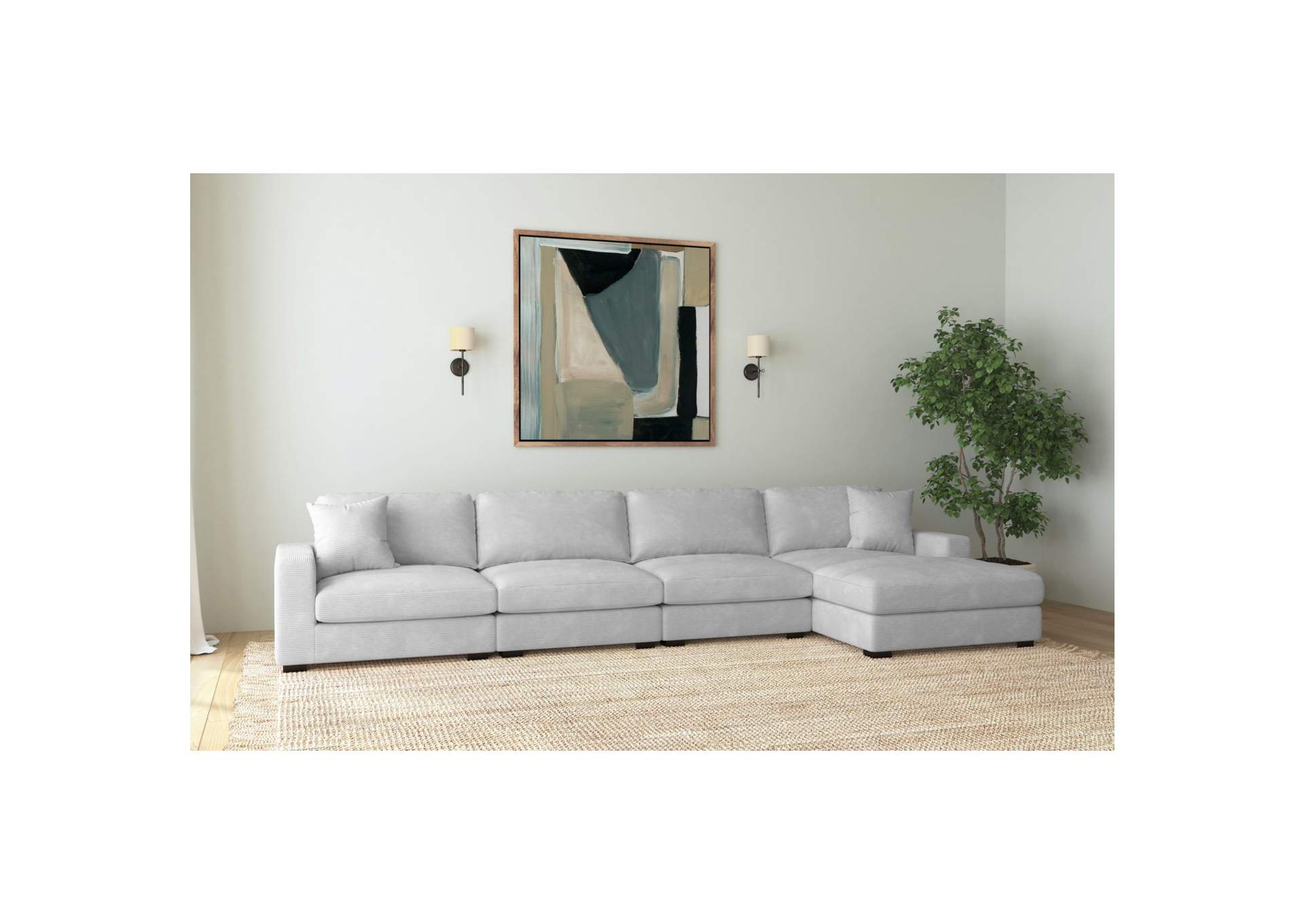 Arizona Modular 4 Piece Sectional Set With Right Hand Facing Chaise In Steno Stone image 1