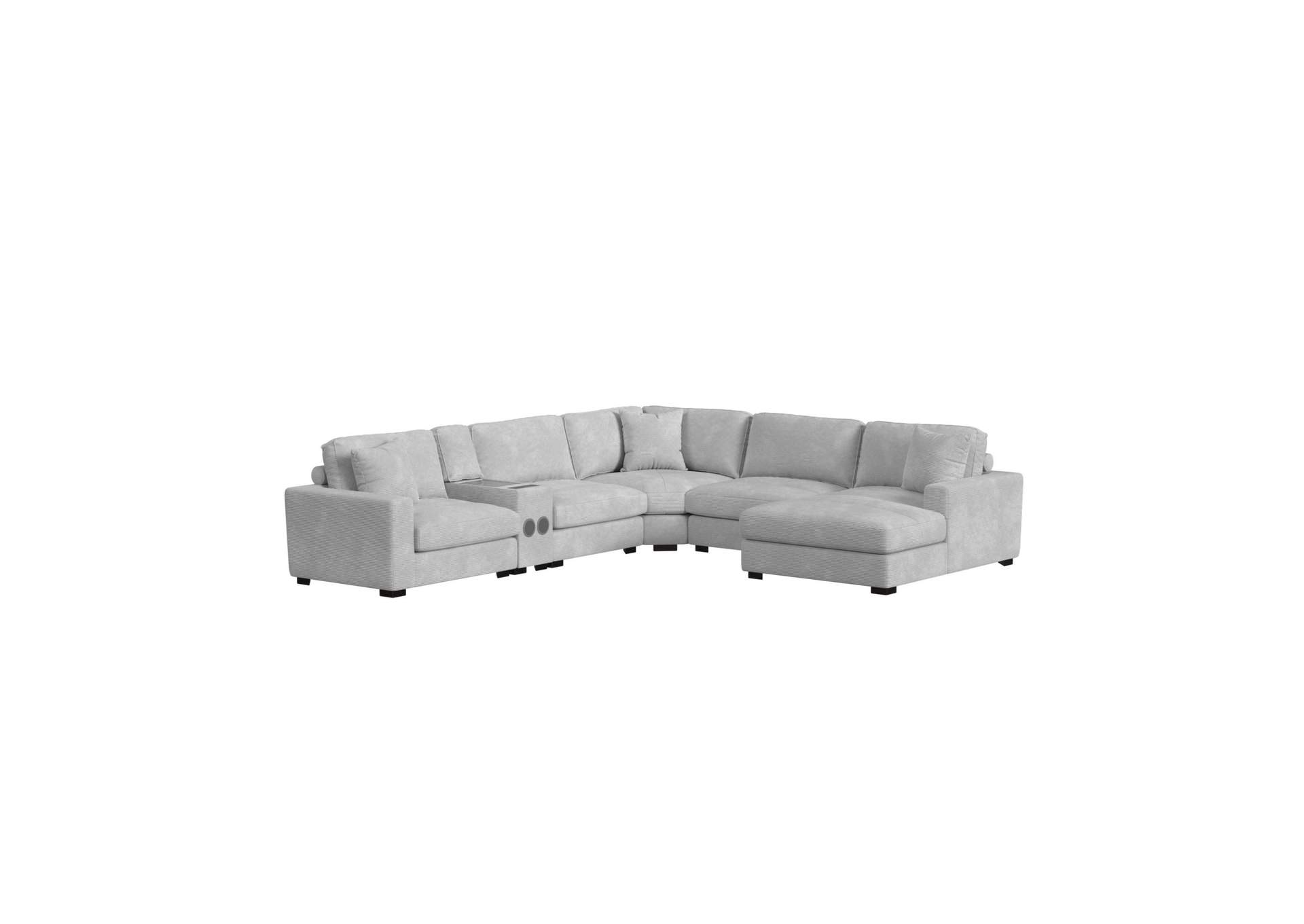 Arizona Modular Media Console With Acrylic Top Speaker Pws And Wireless Charger In Steno Stone image 4