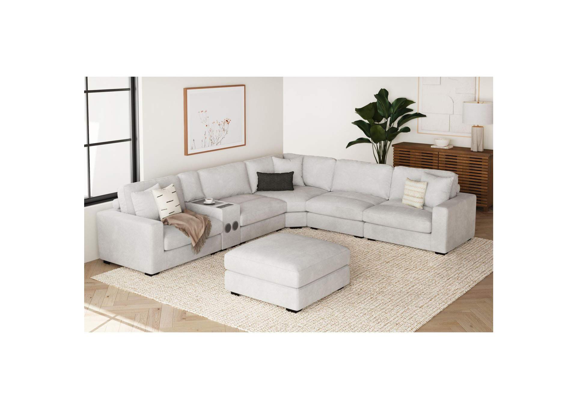 Arizona Modular Ottoman In Steno Stone