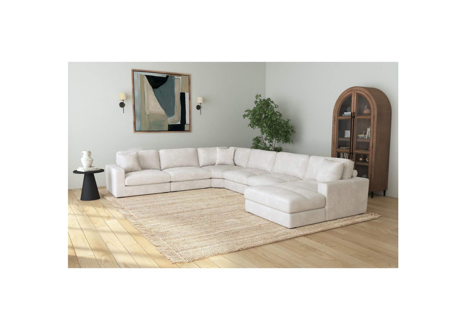 Arizona Modular 6 Piece Sectional Set With Right Hand Facing Chaise In Steno Beige image 1