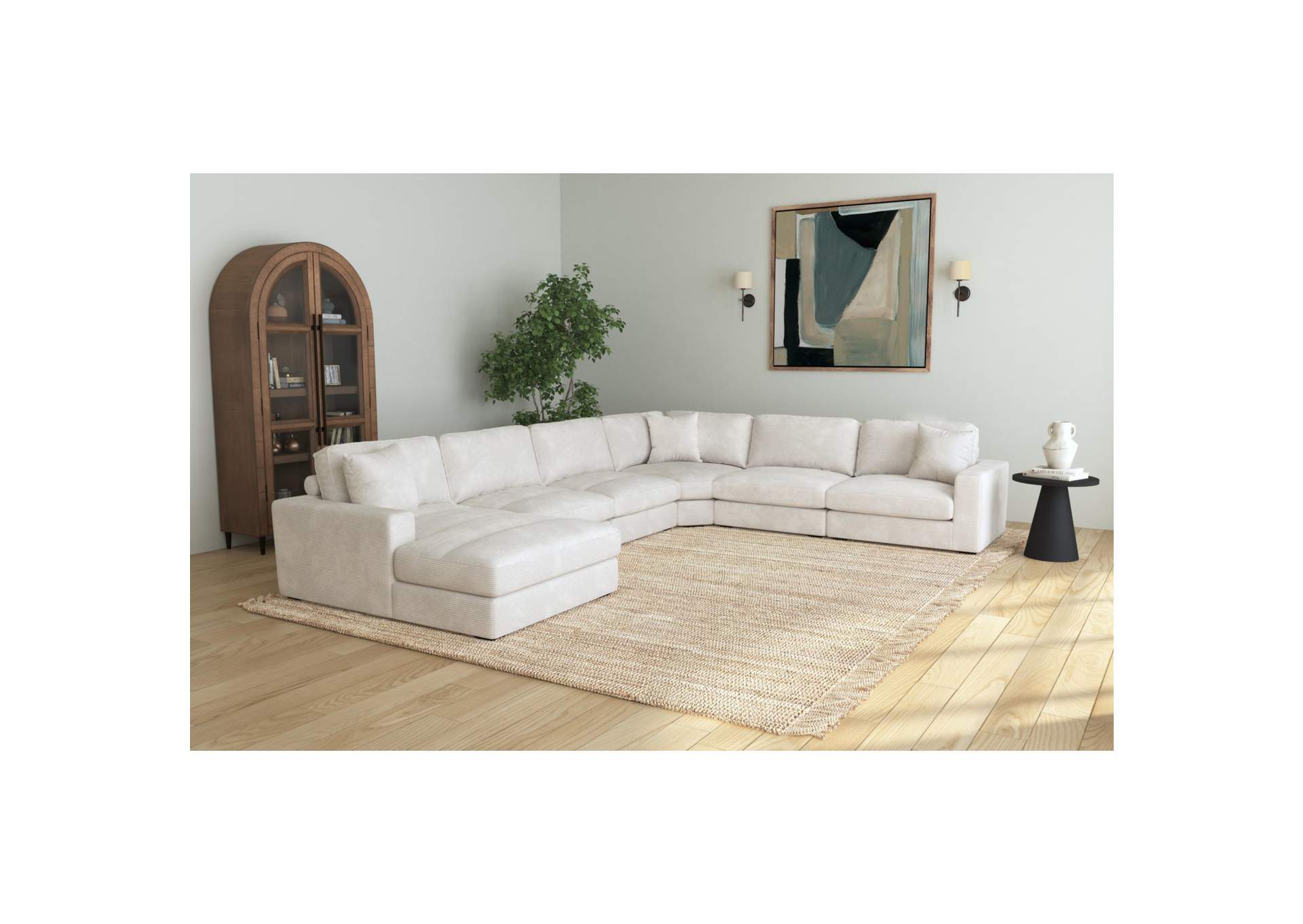 Arizona Modular 6 Piece Sectional Set With Left Hand Facing Chaise In Steno Beige image 1