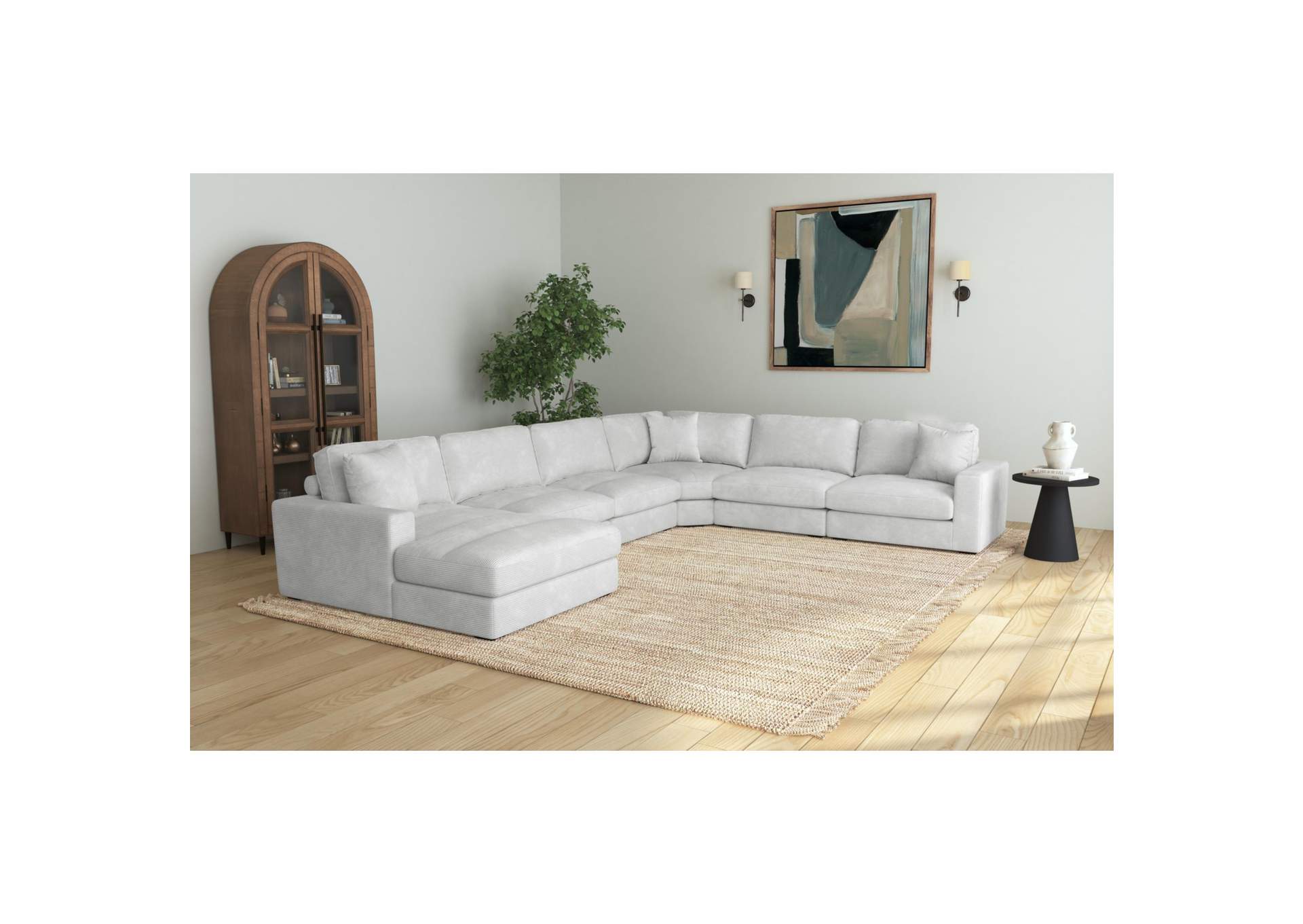 Arizona Modular 6 Piece Sectional Set With Left Hand Facing Chaise In Steno Stone image 1