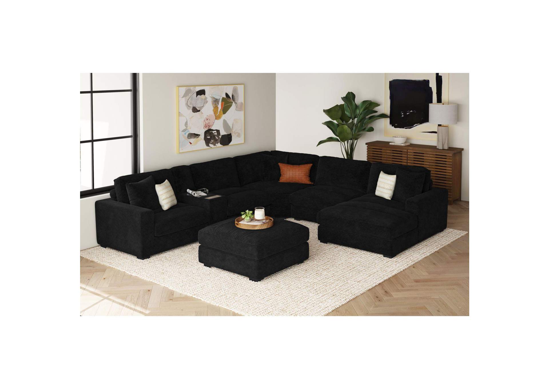 Arizona Modular Ottoman In Steno Black image 1