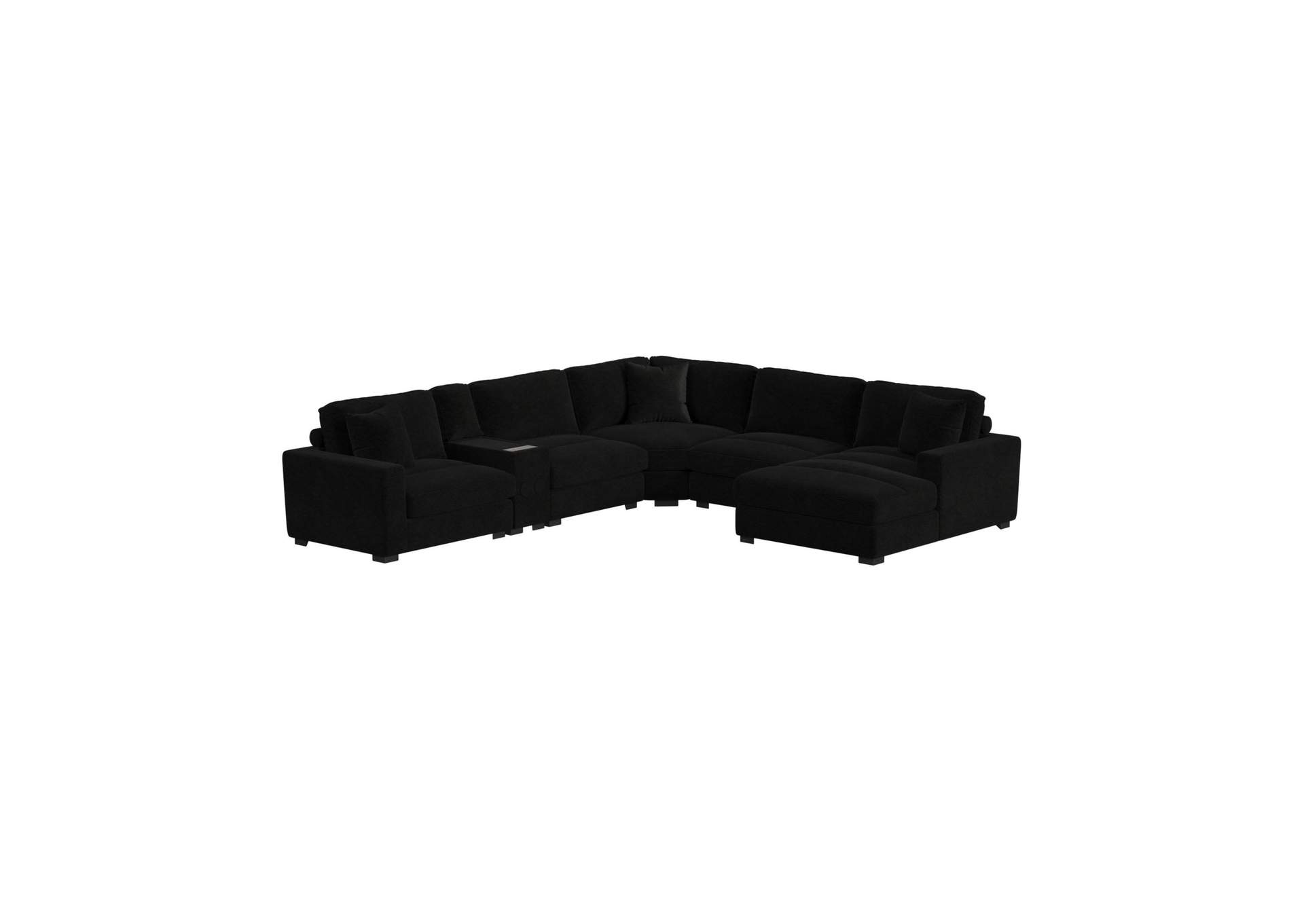 Arizona Modular Media Console With Acrylic Top Speaker Pws And Wireless Charger In Steno Black image 3