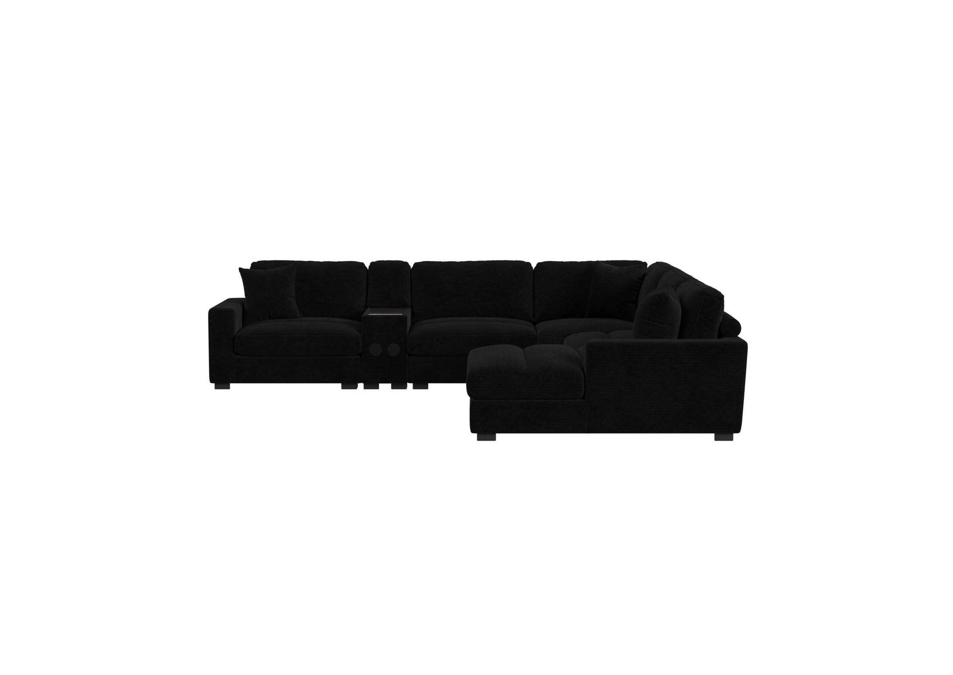 Arizona Modular Media Console With Acrylic Top Speaker Pws And Wireless Charger In Steno Black image 5