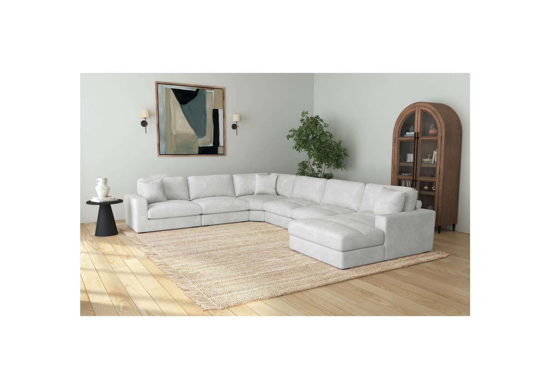 Arizona Modular 6 Piece Sectional Set With Right Hand Facing Chaise In Steno Stone image 1
