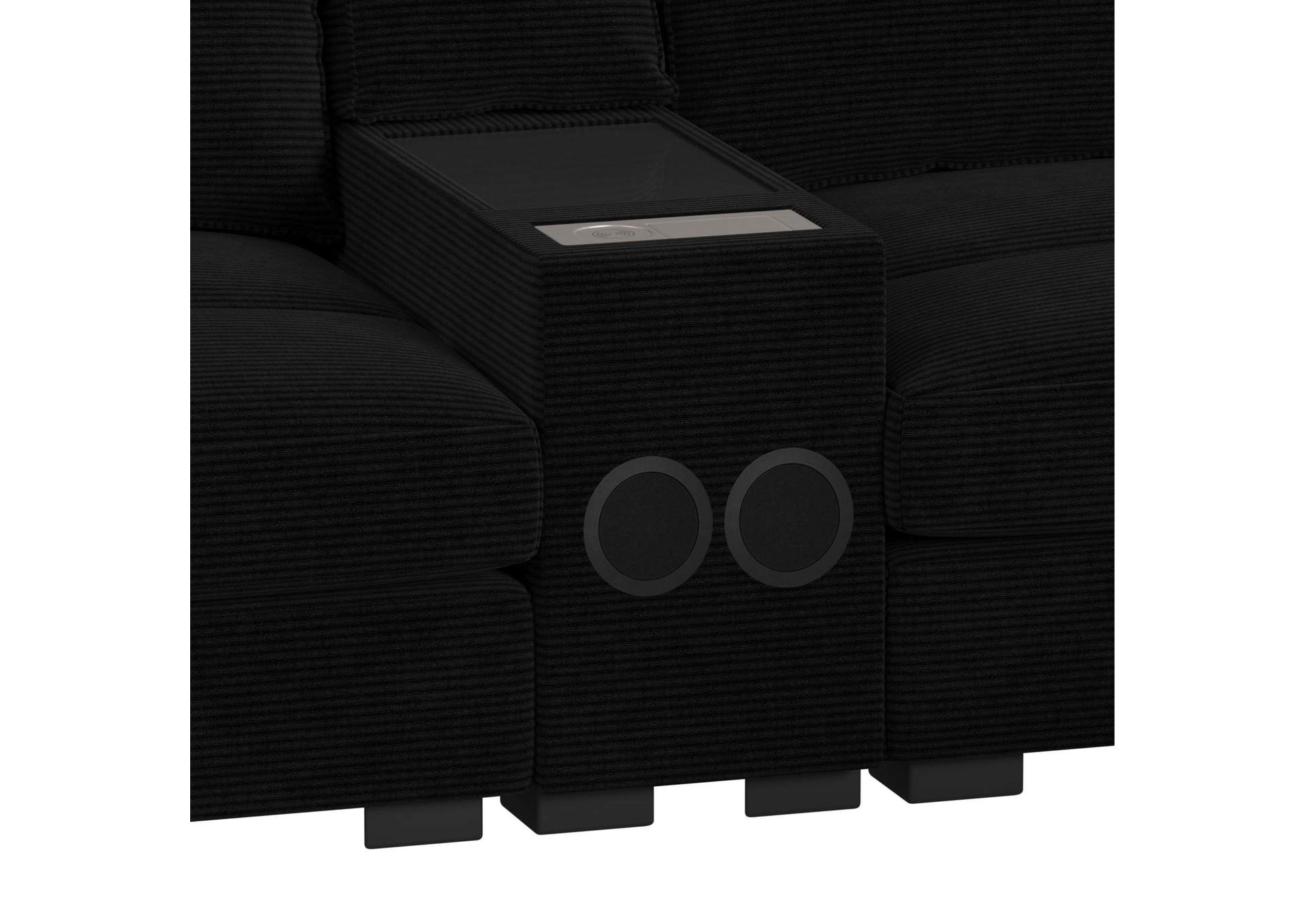 Arizona Modular Media Console With Acrylic Top Speaker Pws And Wireless Charger In Steno Black image 6
