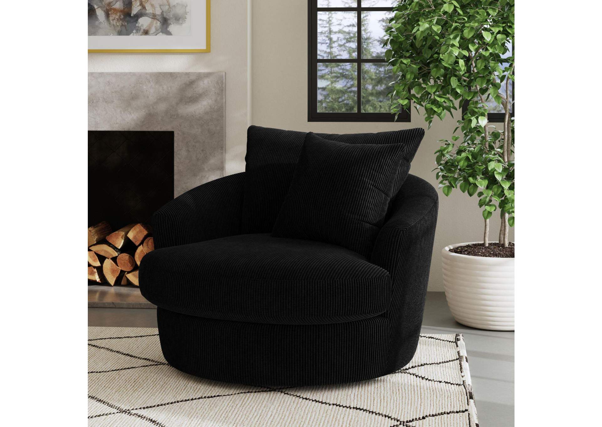 Arizona Swivel Chair With 1 Pillow 20 In Steno Black image 1