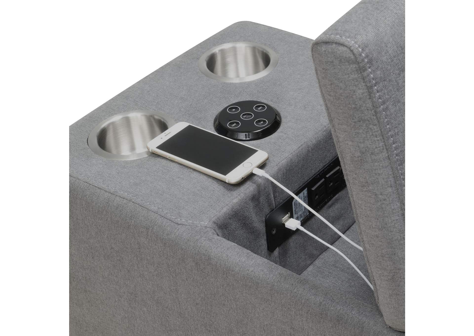 Armani Modular Console With USB Charger In Columbia Charcoal No Pillow image 6