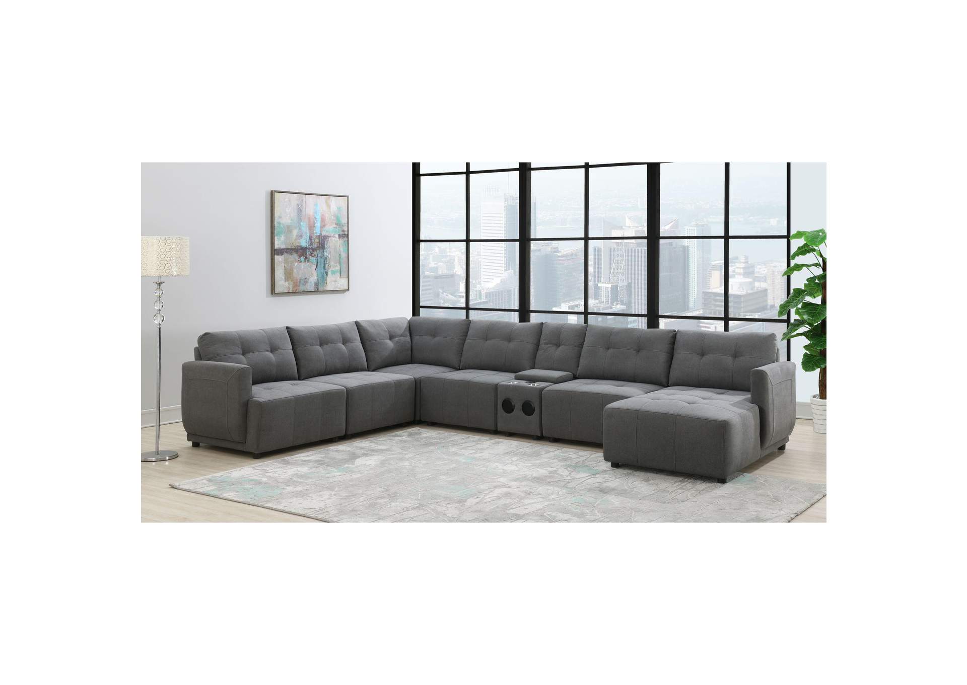 Armani Modular Console With USB Charger In Columbia Charcoal No Pillow image 1