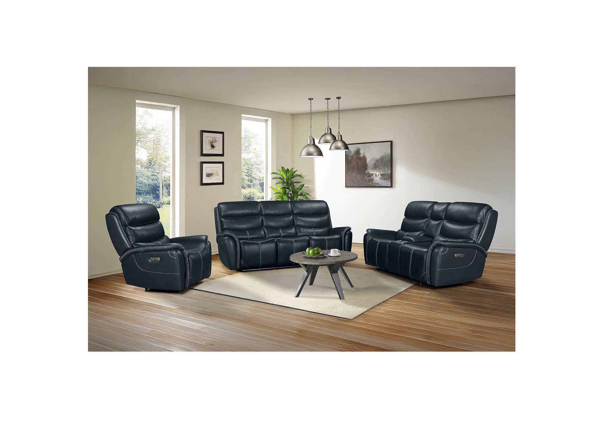 Aruba Power Motion Sofa With Power Headrest In Pebble Navy image 1